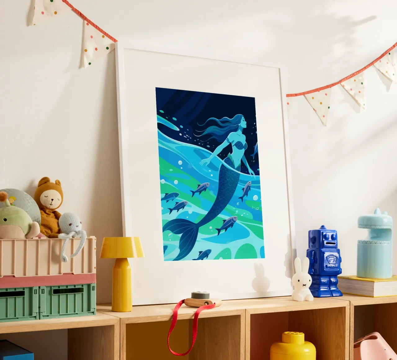 La sirena nuota sott'acqua poster da knowledge