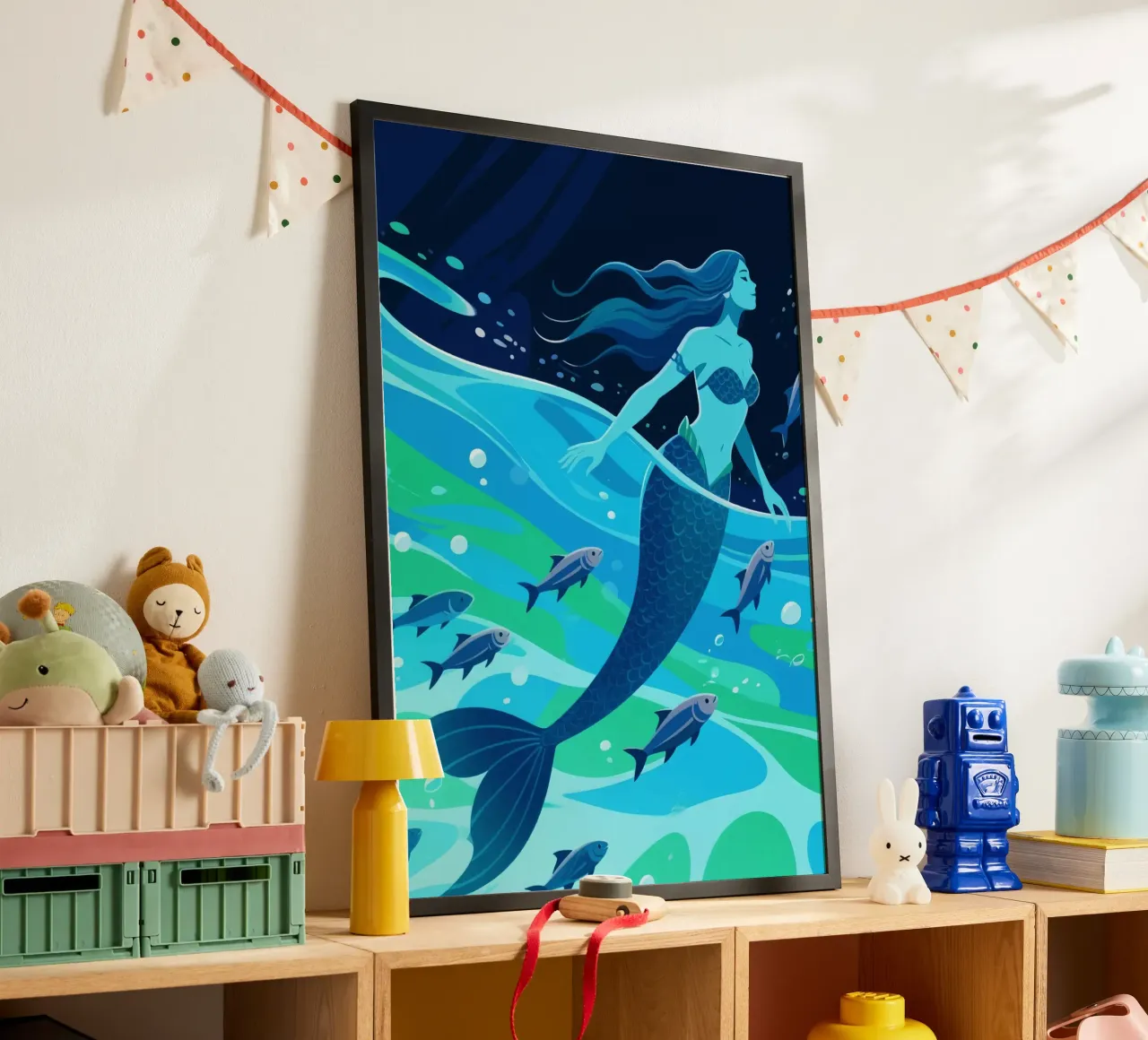 La sirena nuota sott'acqua poster da knowledge