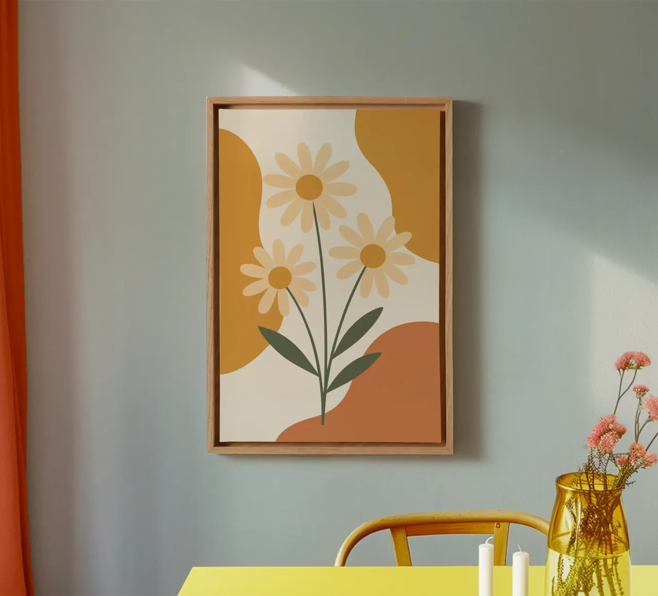 Daisy Bouquet Minimalist tela con Cornice a cassetta da LisaArtes