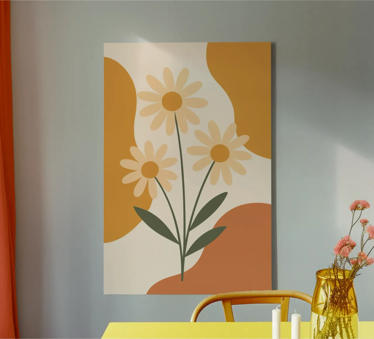 Daisy Bouquet Minimalist tela con Cornice a cassetta da LisaArtes