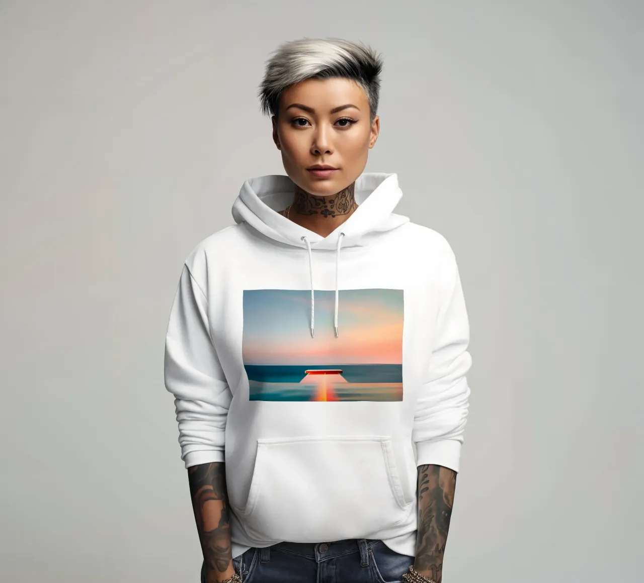 Sunset and Sea felpa con cappuccio da ICONICA Art Studio