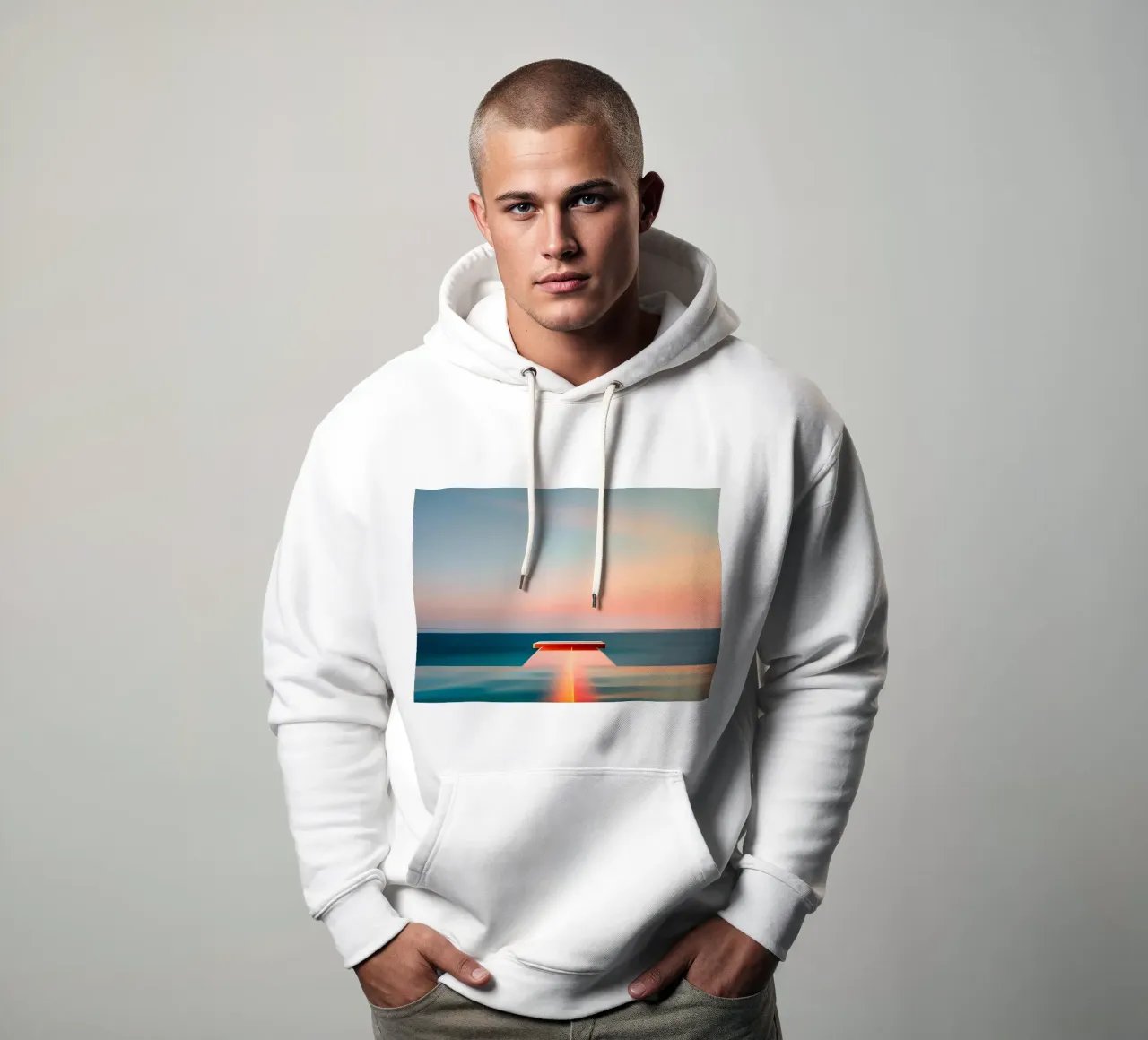 Sunset and Sea felpa con cappuccio da ICONICA Art Studio