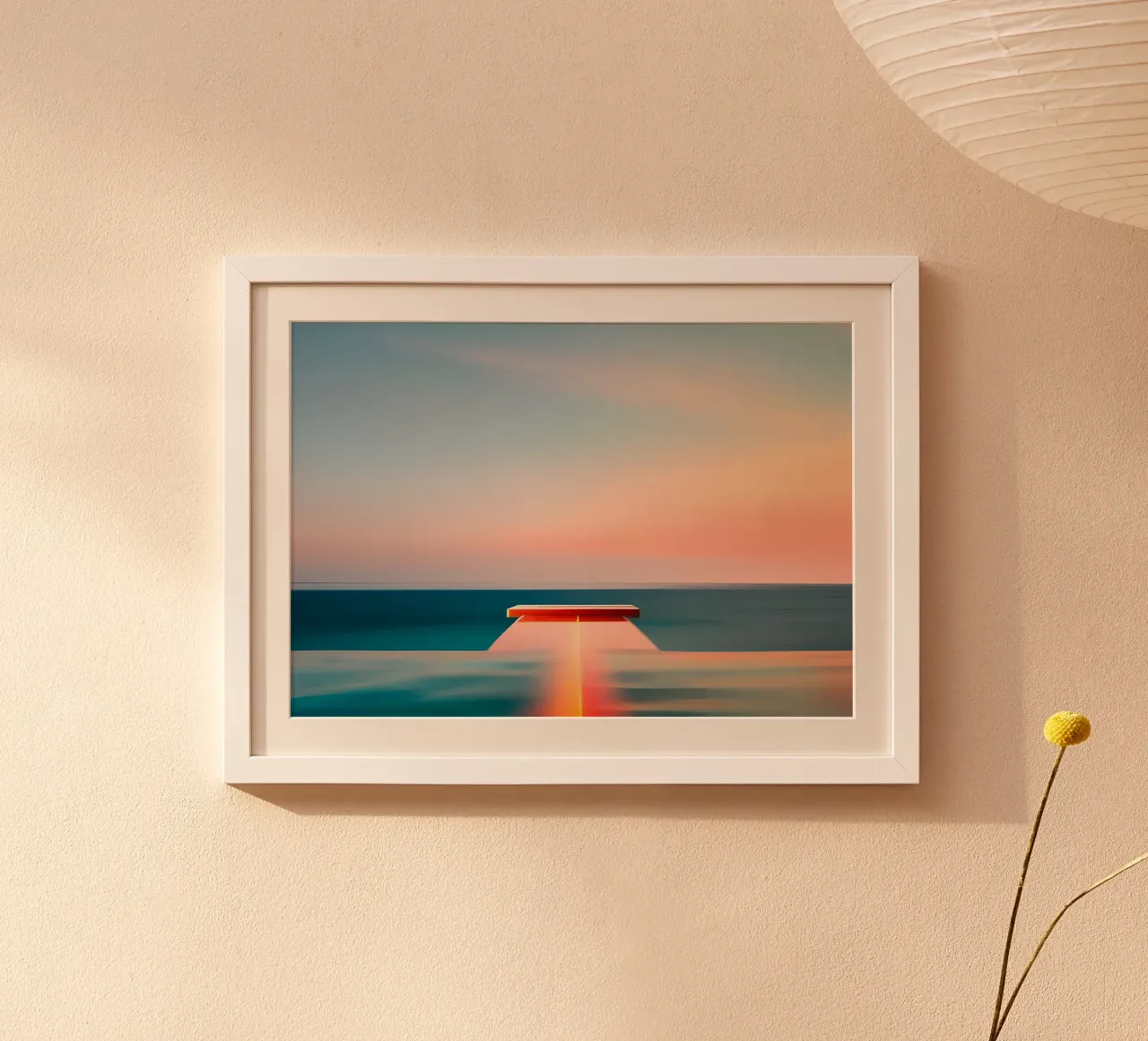 Sunset and Sea poster con telaio in plastica da ICONICA Art Studio