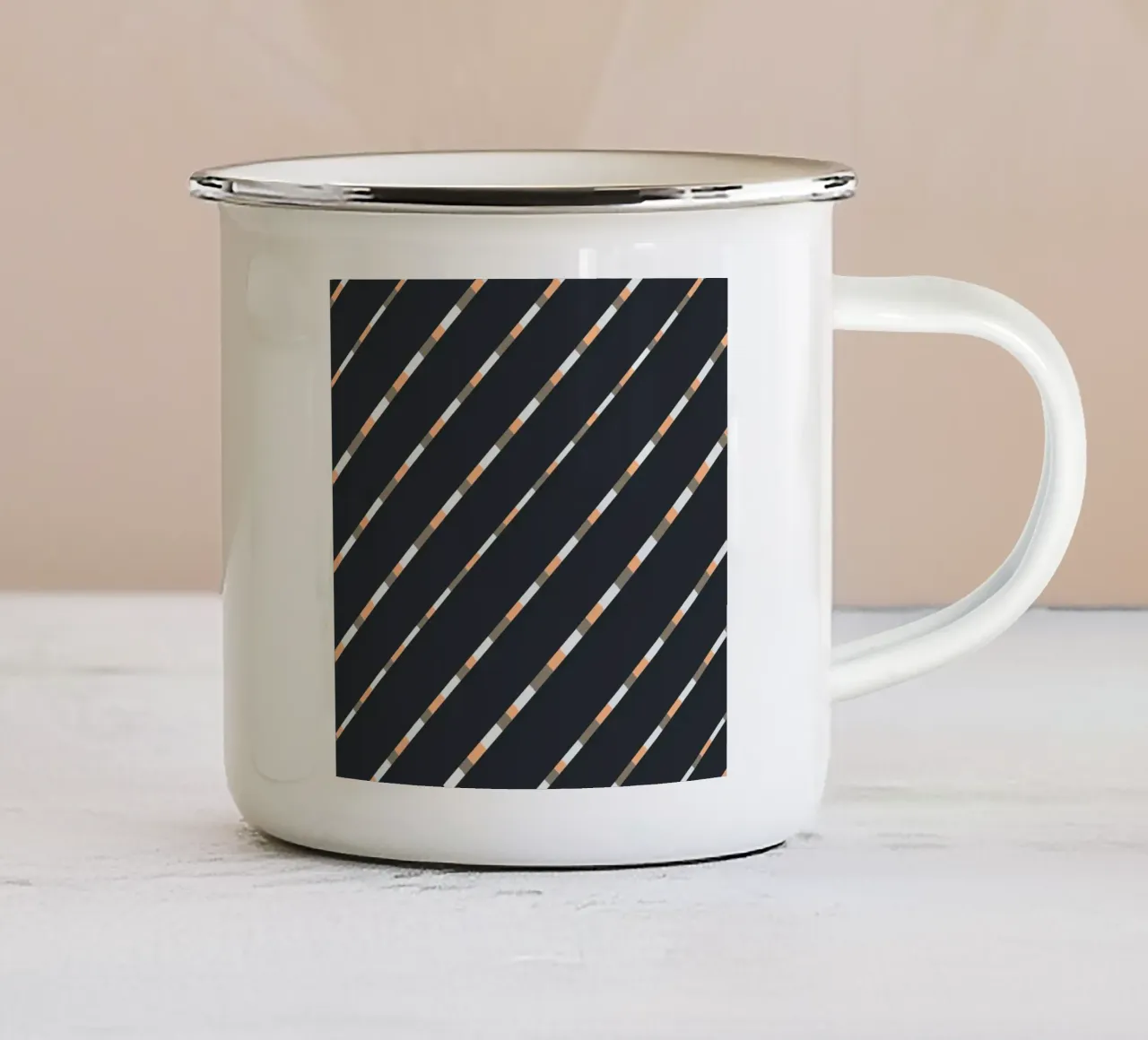 Tessitura a righe 05 tazza in smalto da Little Dean