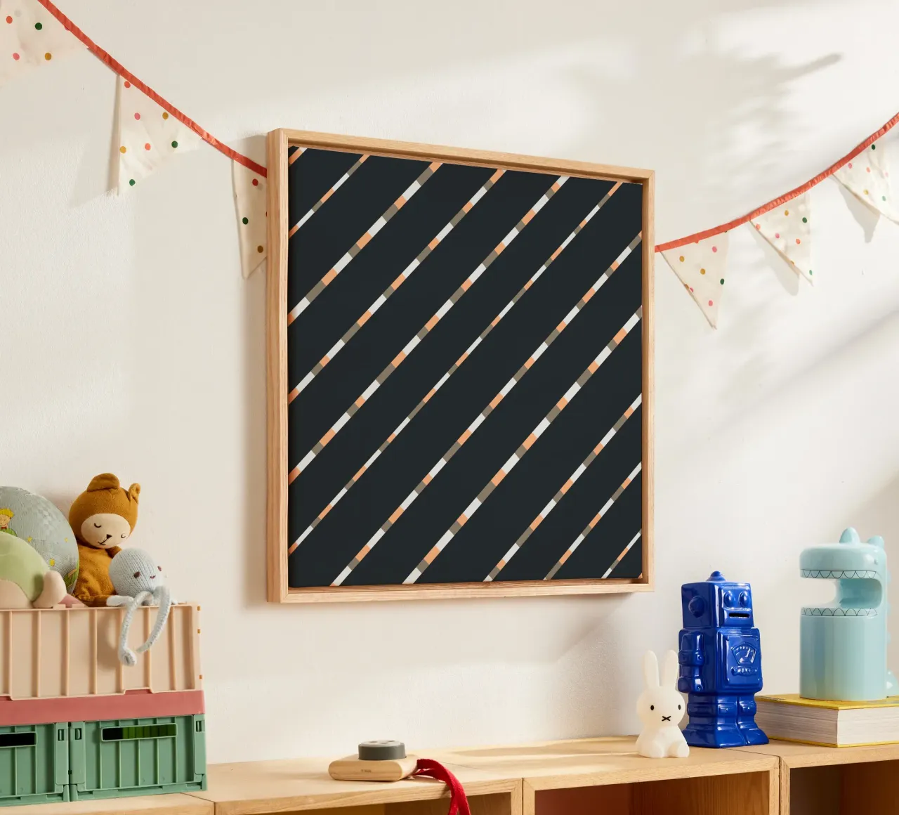Weaving stripe pattern 05 canvas with Floater frame by Little Dean