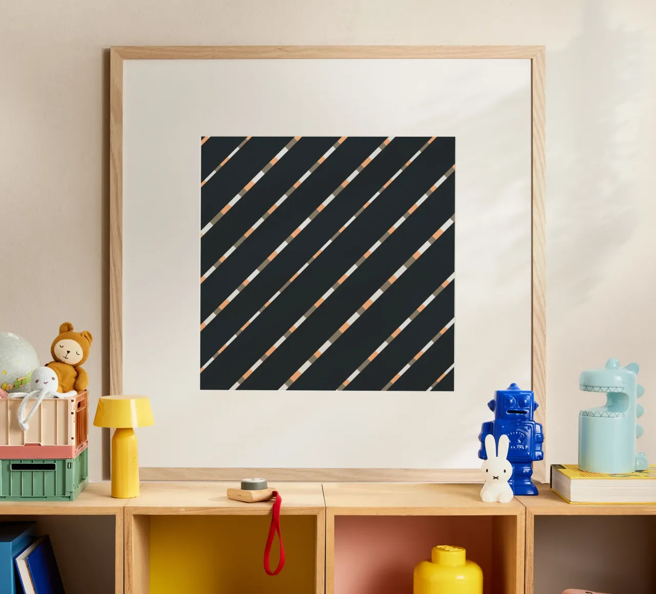 Tessitura a righe 05 poster con telaio in alluminio da Little Dean