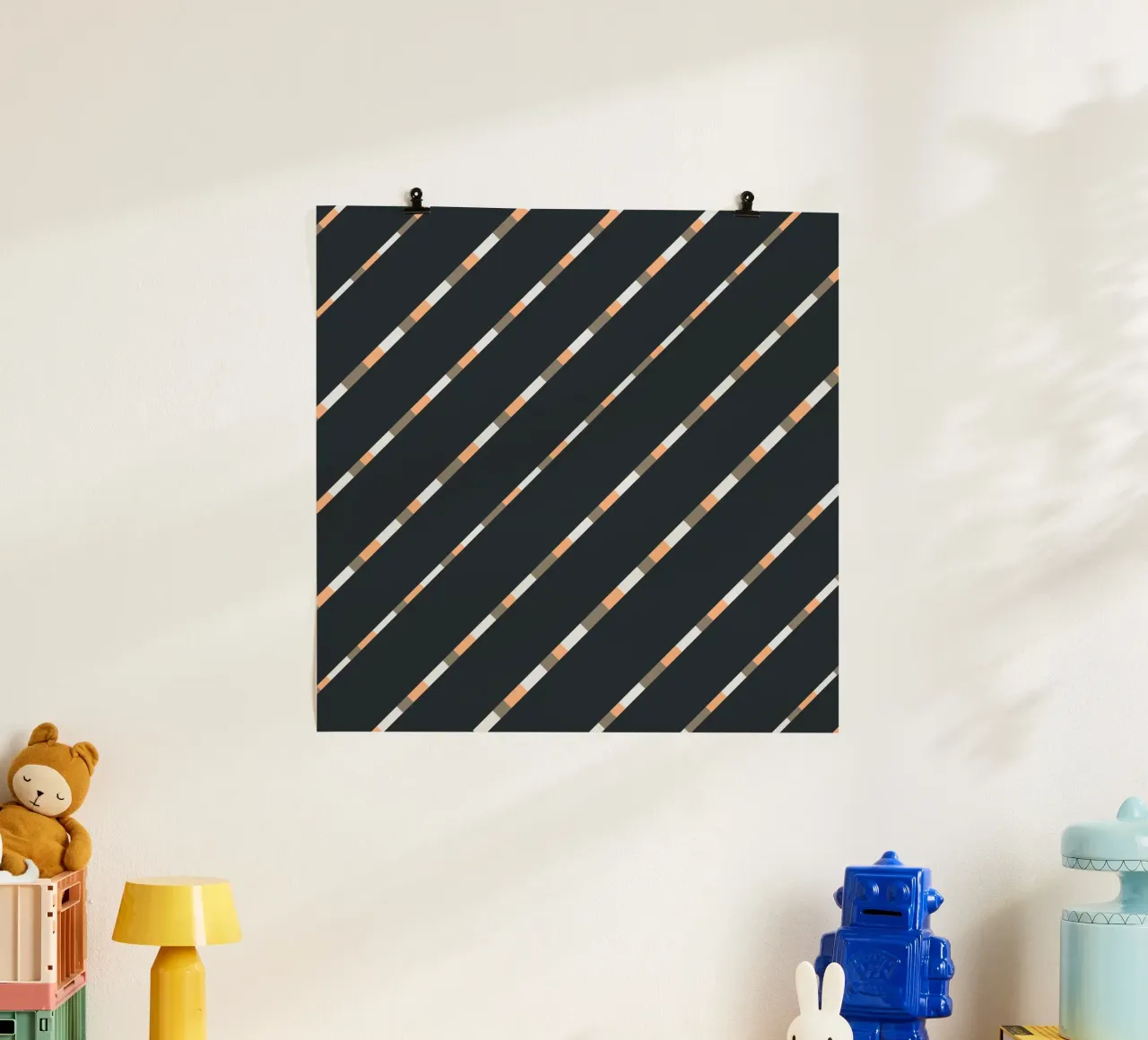 Tessitura a righe 05 poster con telaio in alluminio da Little Dean
