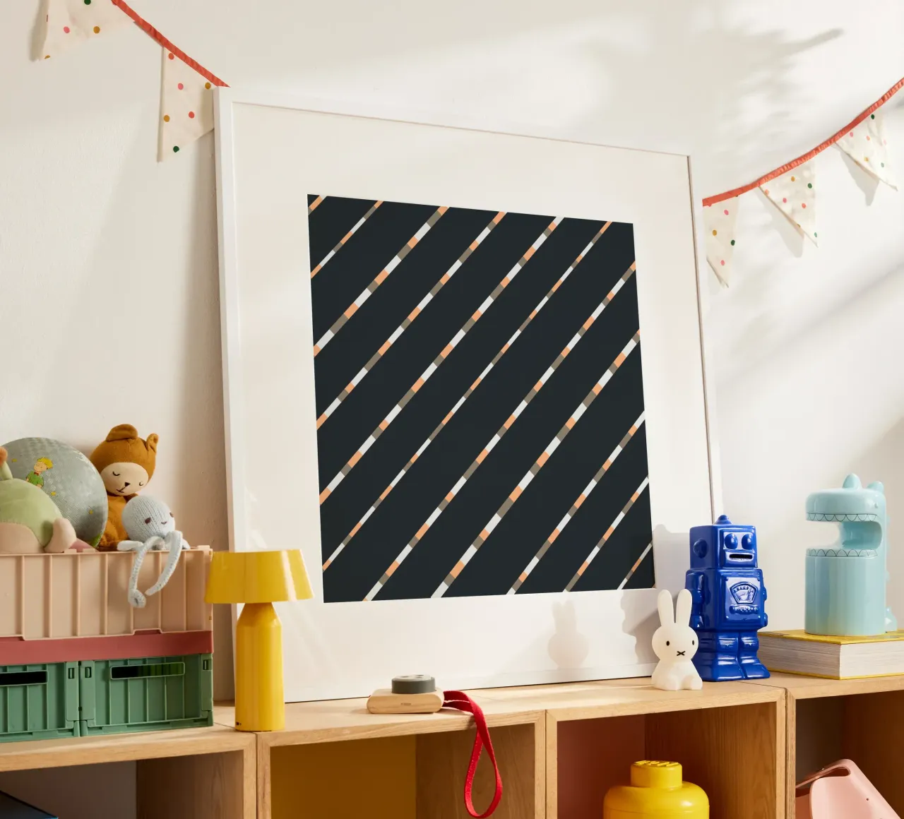 Tessitura a righe 05 poster con telaio in alluminio da Little Dean