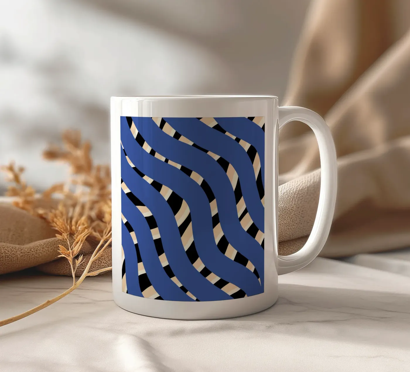 Weaving stripe pattern 06 ceramic mug by Little Dean