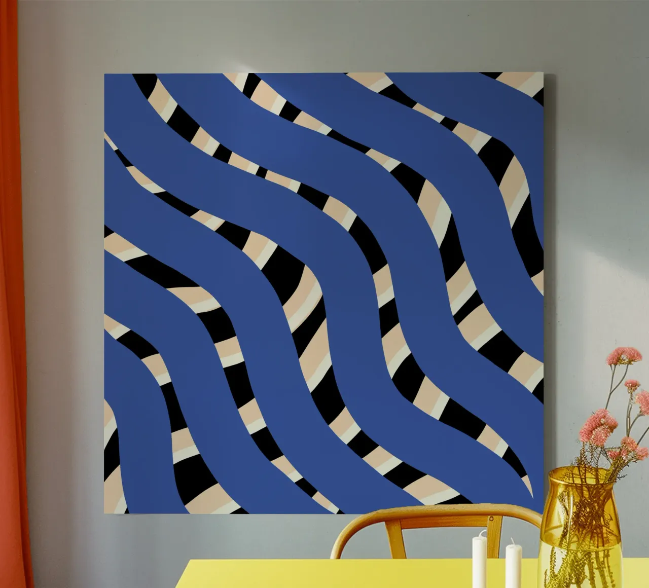 Weaving stripe pattern 06 canvas with Floater frame by Little Dean