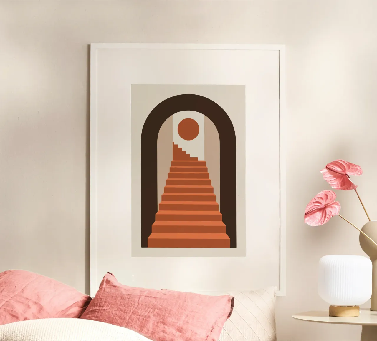 Desert Steps to Archway poster con telaio in legno da LisaArtes