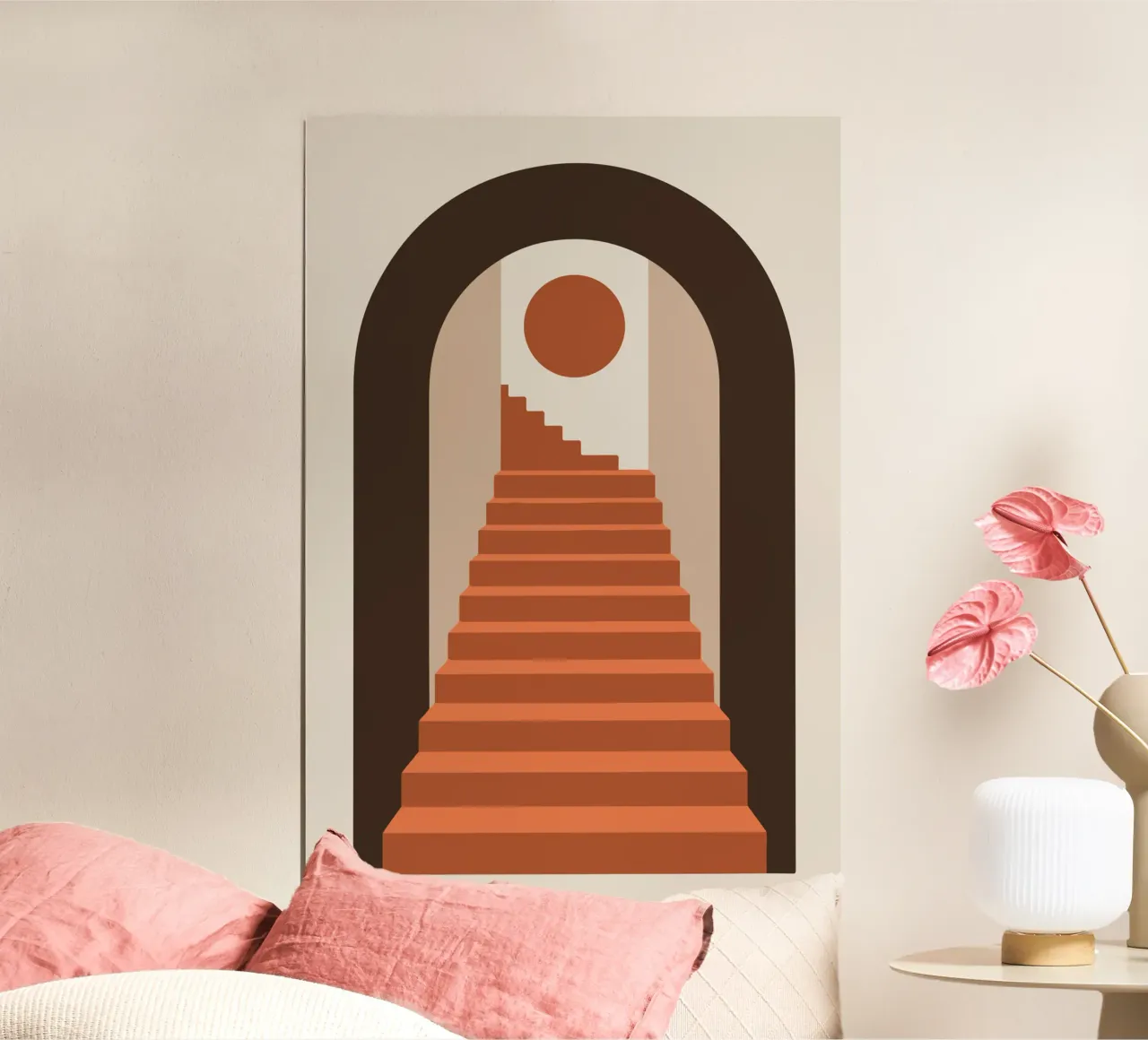 Desert Steps to Archway poster con telaio in legno da LisaArtes