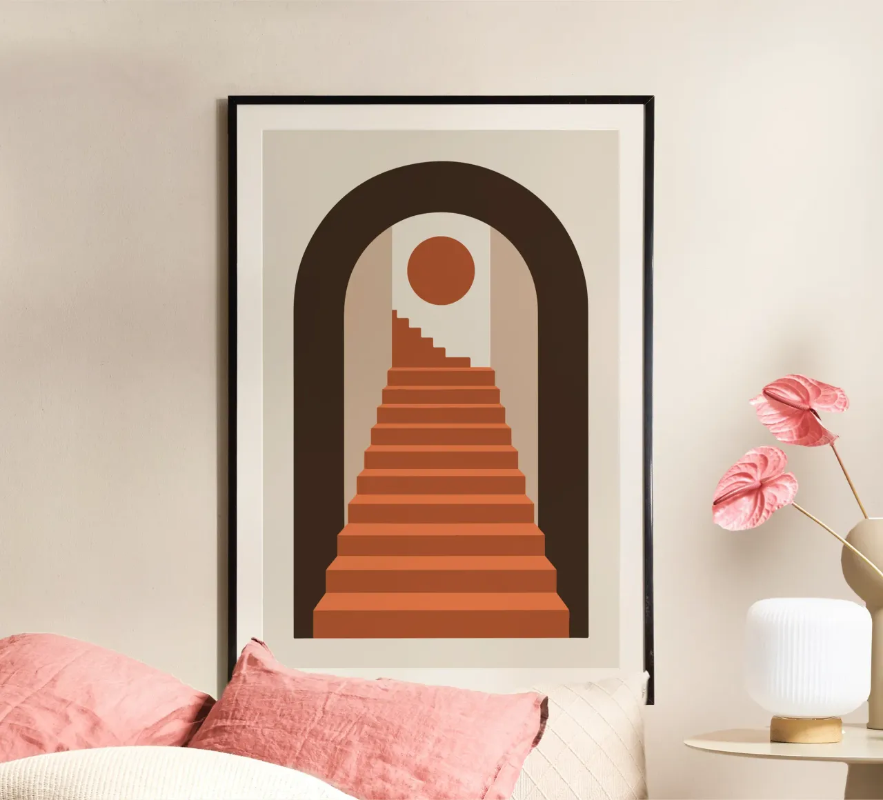 Desert Steps to Archway poster con telaio in legno da LisaArtes
