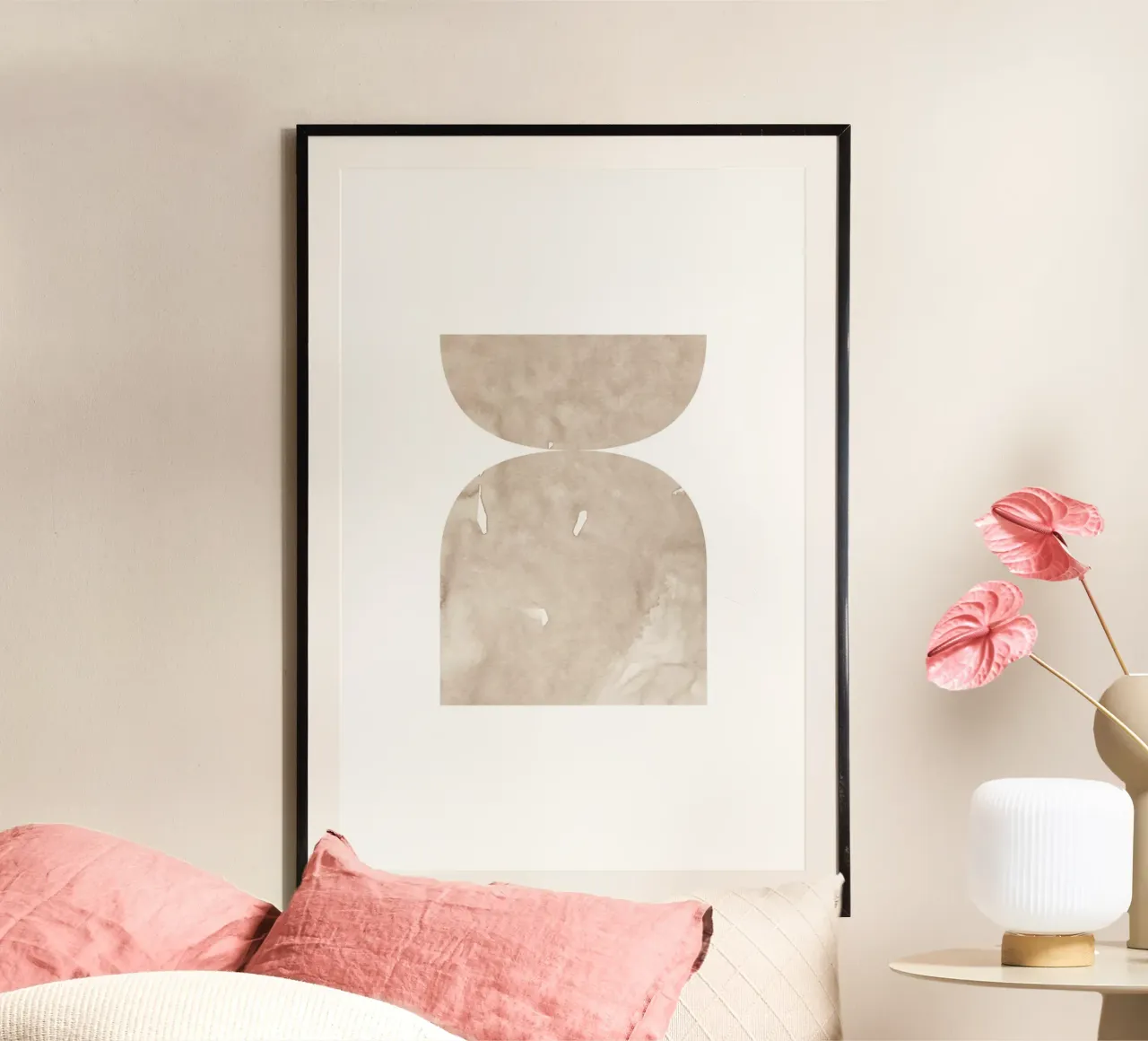 Forme geometriche ad acquerello 1 poster con telaio in legno da NouveauPrints