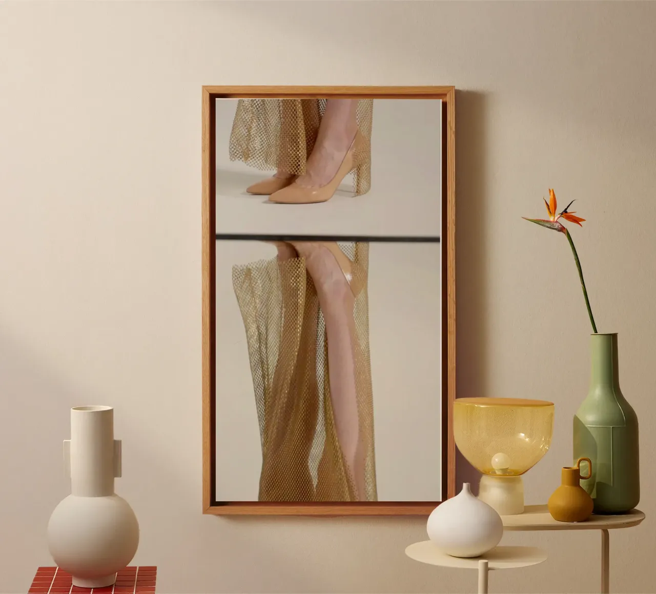 Gold Mesh & Nude Heels 1 canvas met Baklijst van riedelphotoart