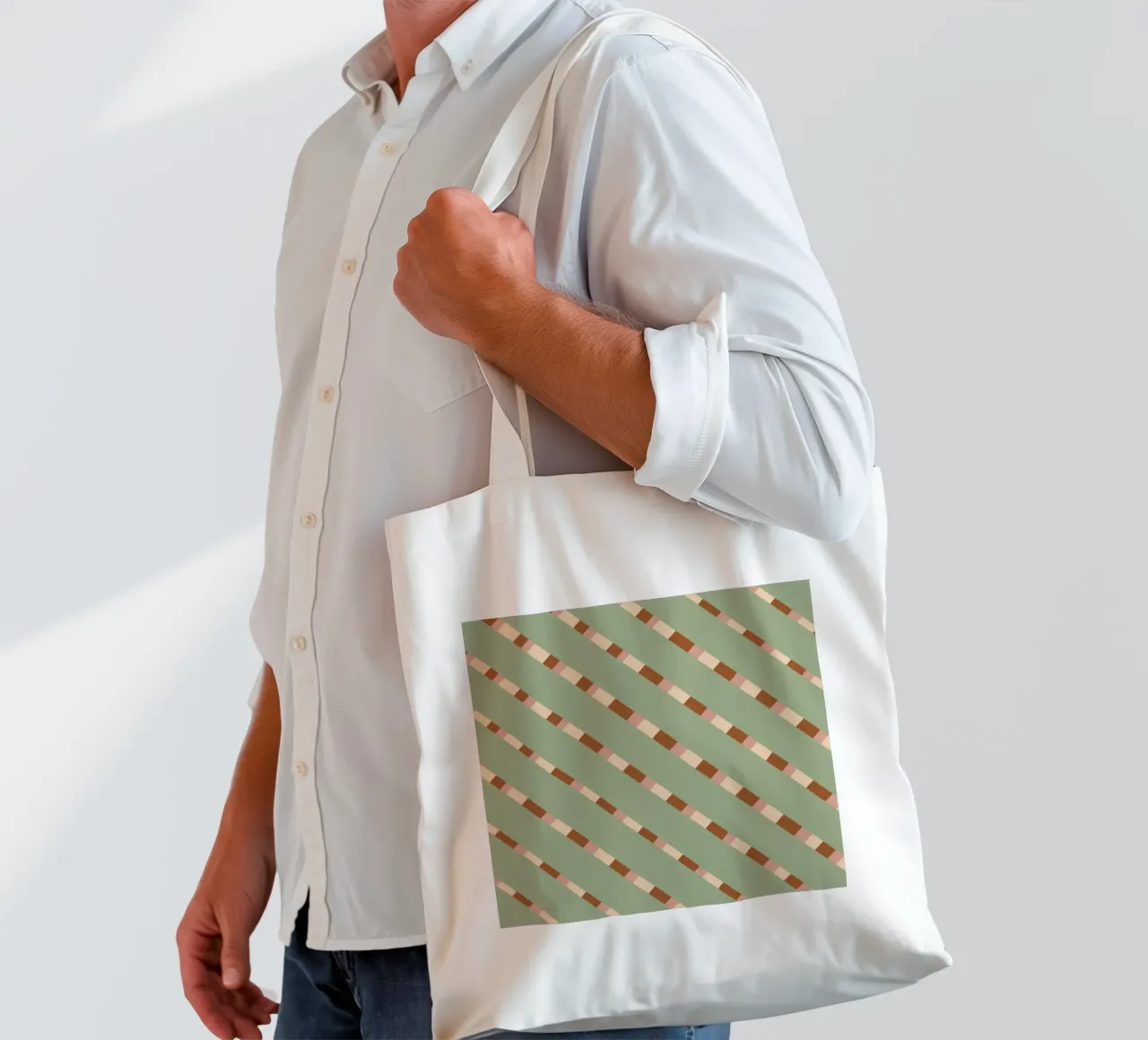 Wevend streeppatroon 07 jute draagtas van Little Dean