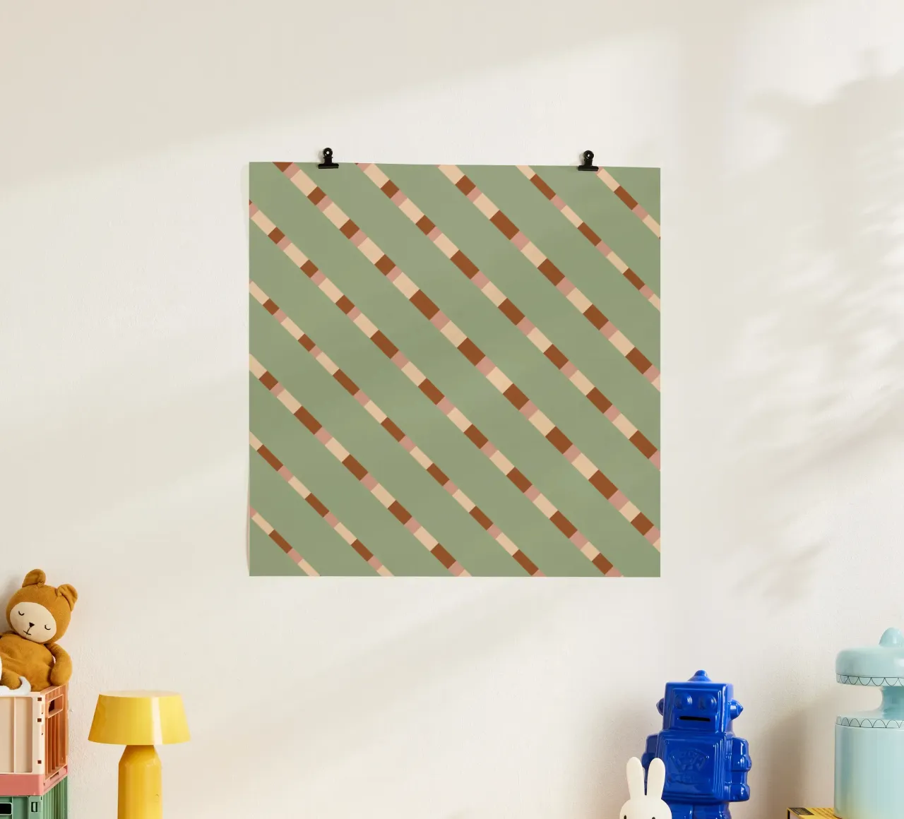 Tessitura a righe 07 poster con telaio in alluminio da Little Dean