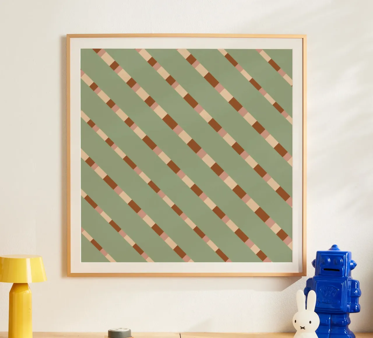 Tessitura a righe 07 poster con telaio in alluminio da Little Dean