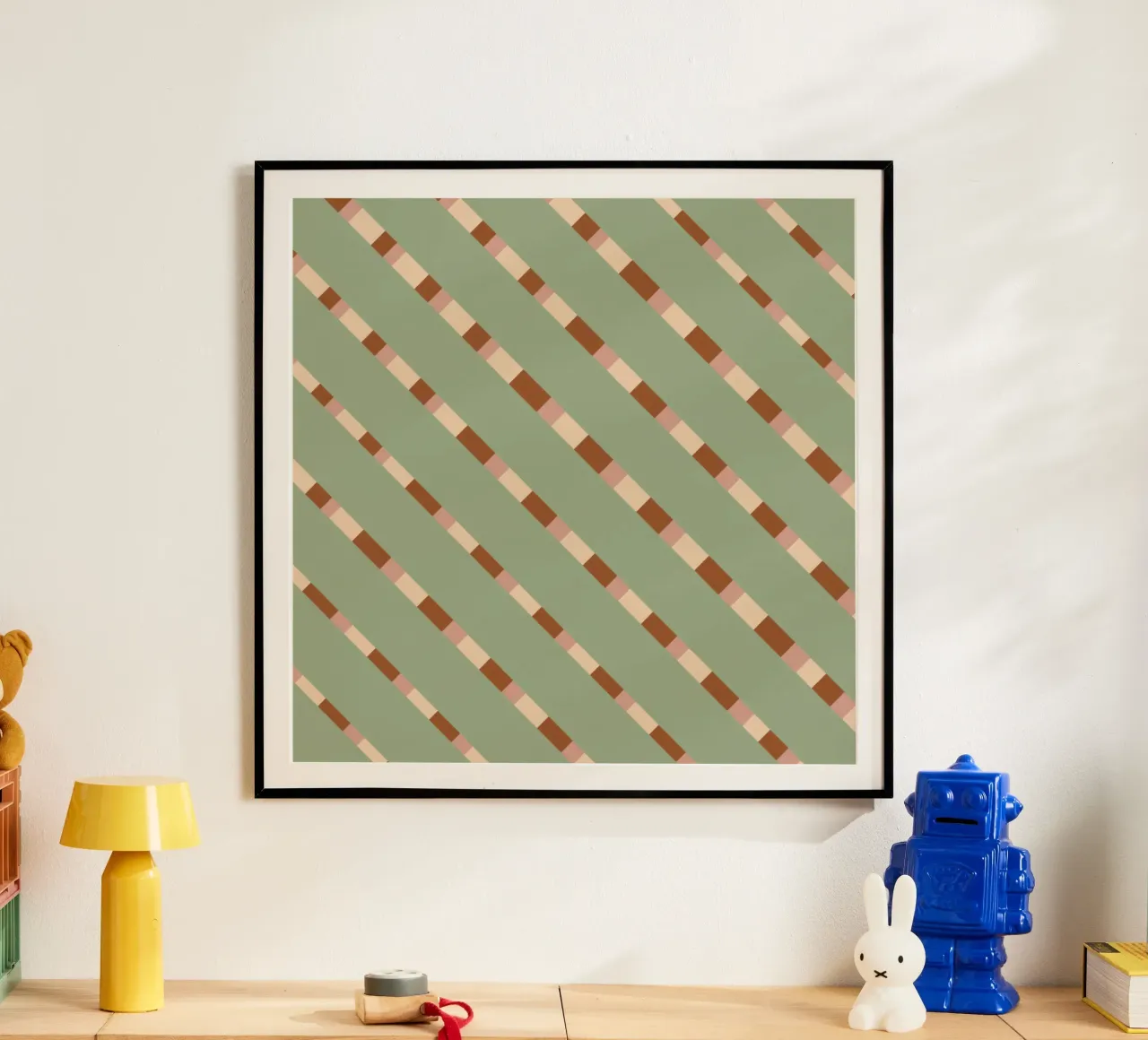 Tessitura a righe 07 poster con telaio in alluminio da Little Dean