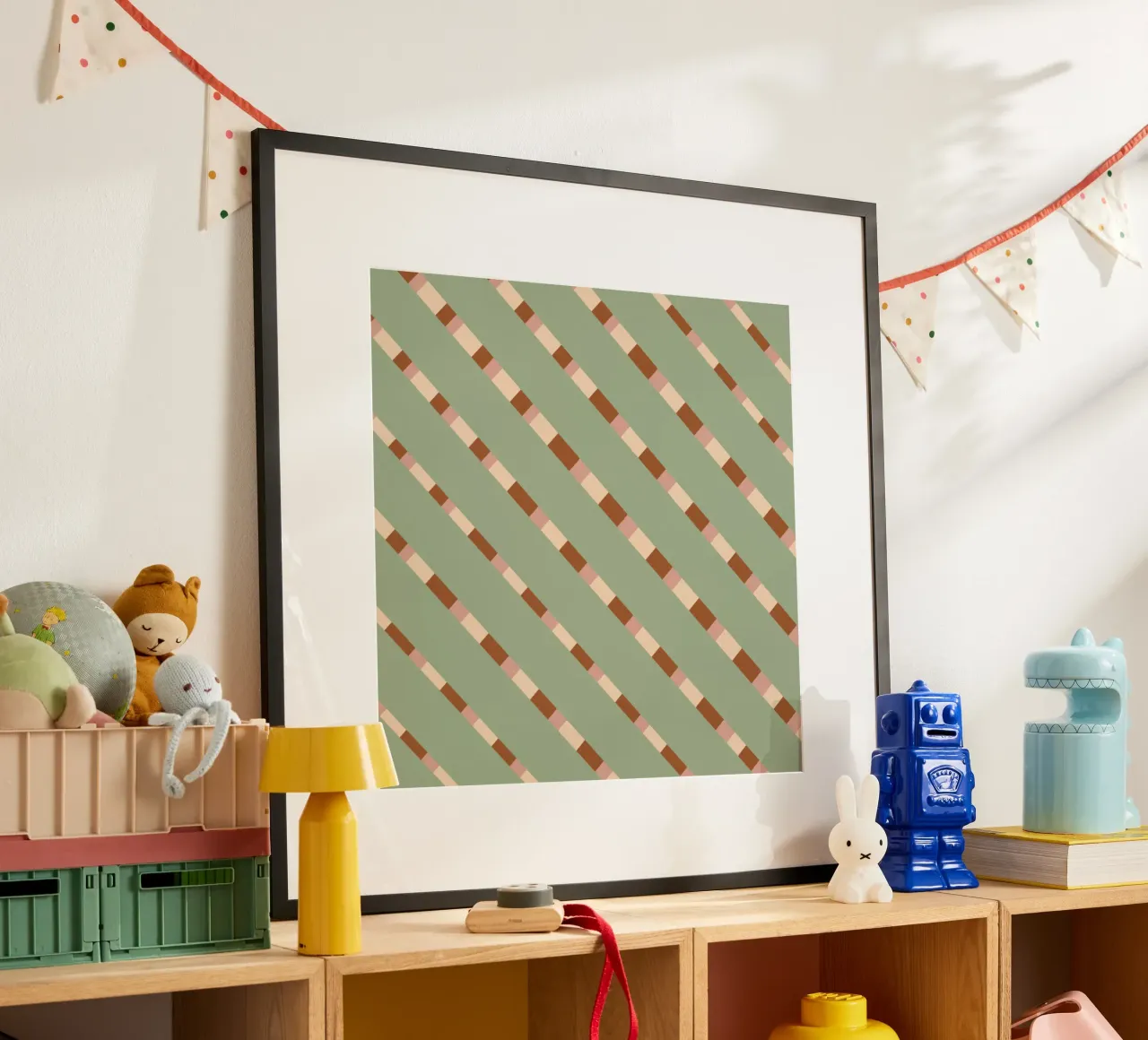 Tessitura a righe 07 poster con telaio in alluminio da Little Dean