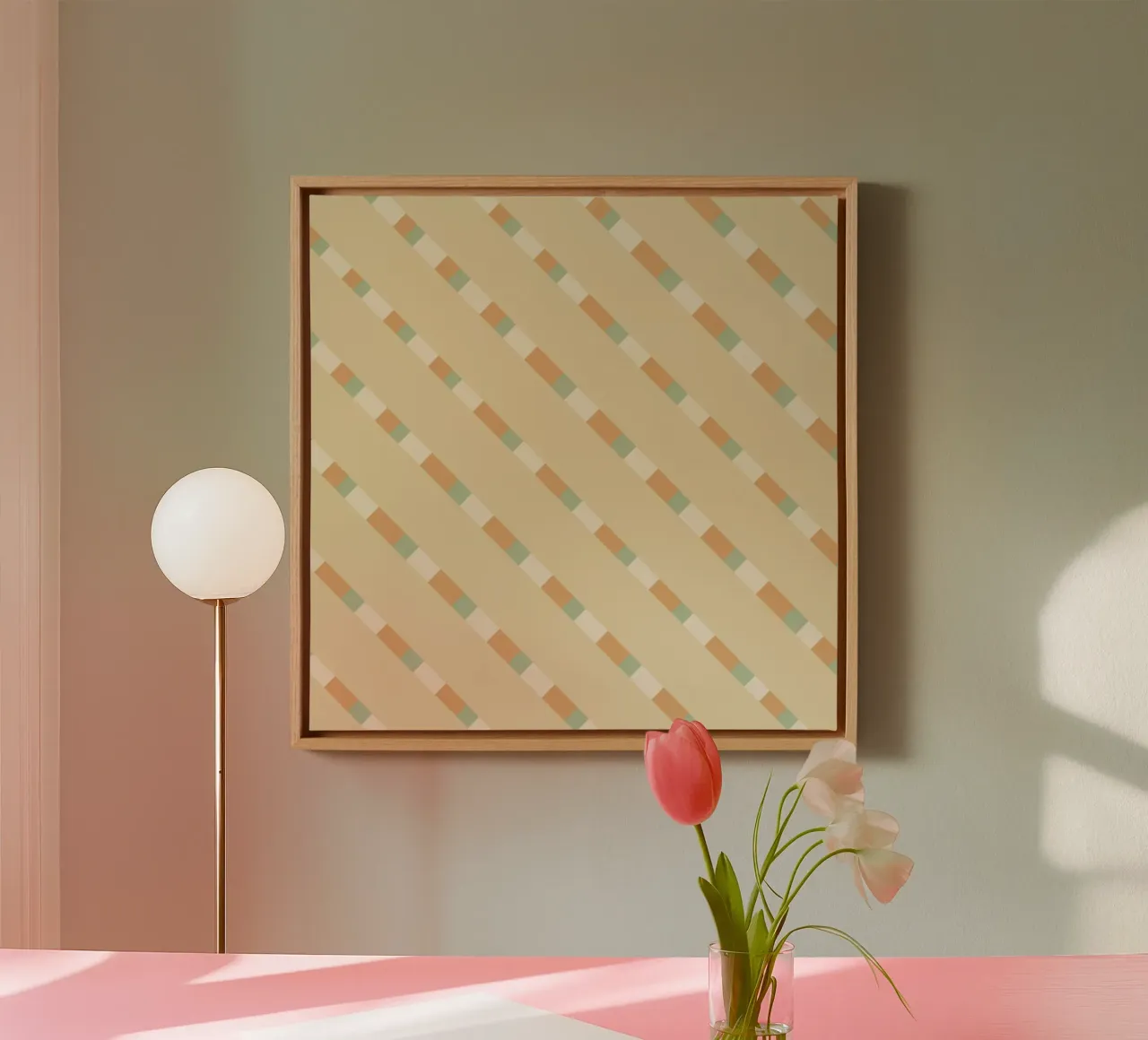Weaving stripe pattern 09 canvas with Floater frame by Little Dean
