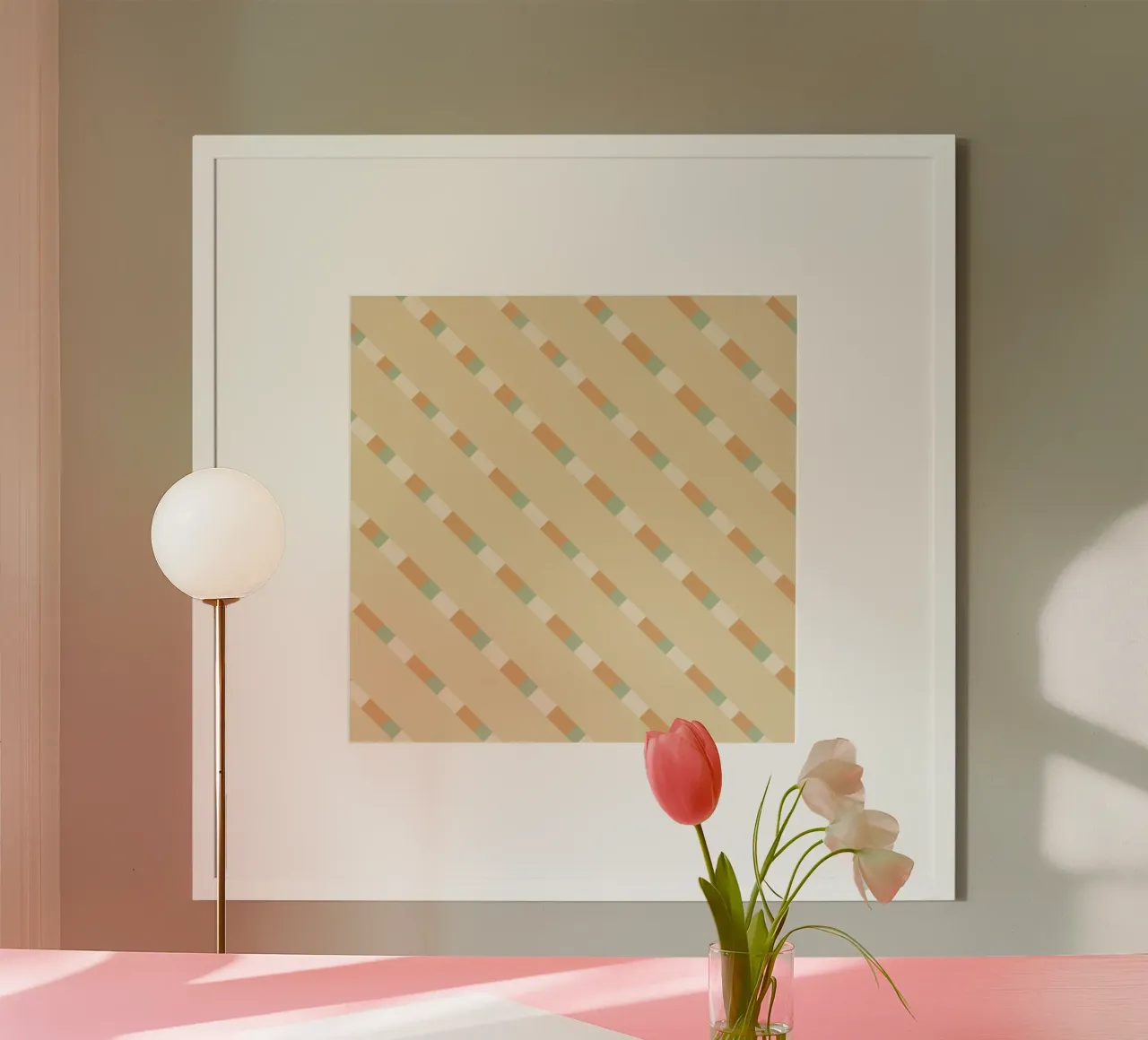 Weaving stripe pattern 09 poster with wooden frame by Little Dean