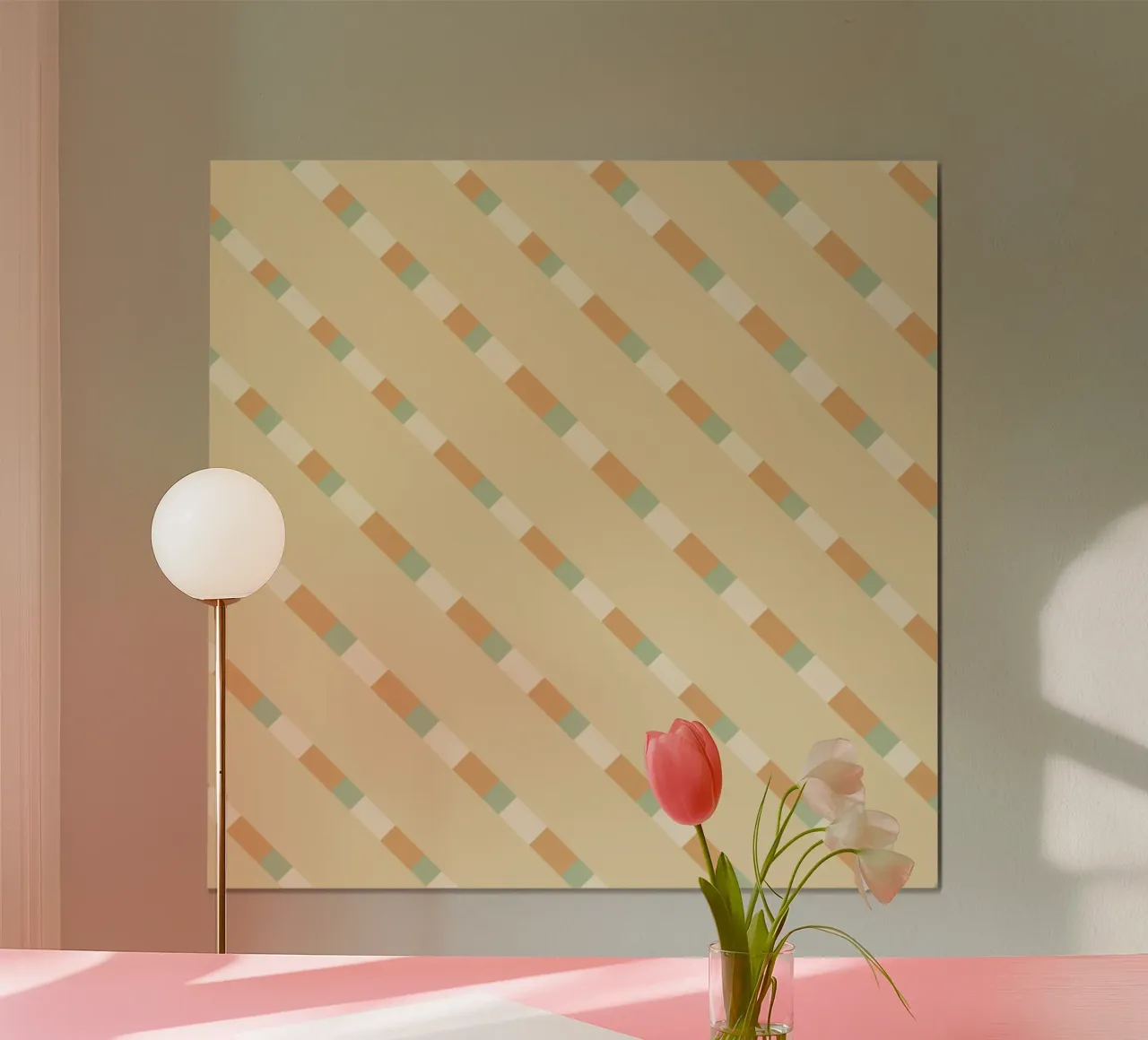 Weaving stripe pattern 09 poster with wooden frame by Little Dean