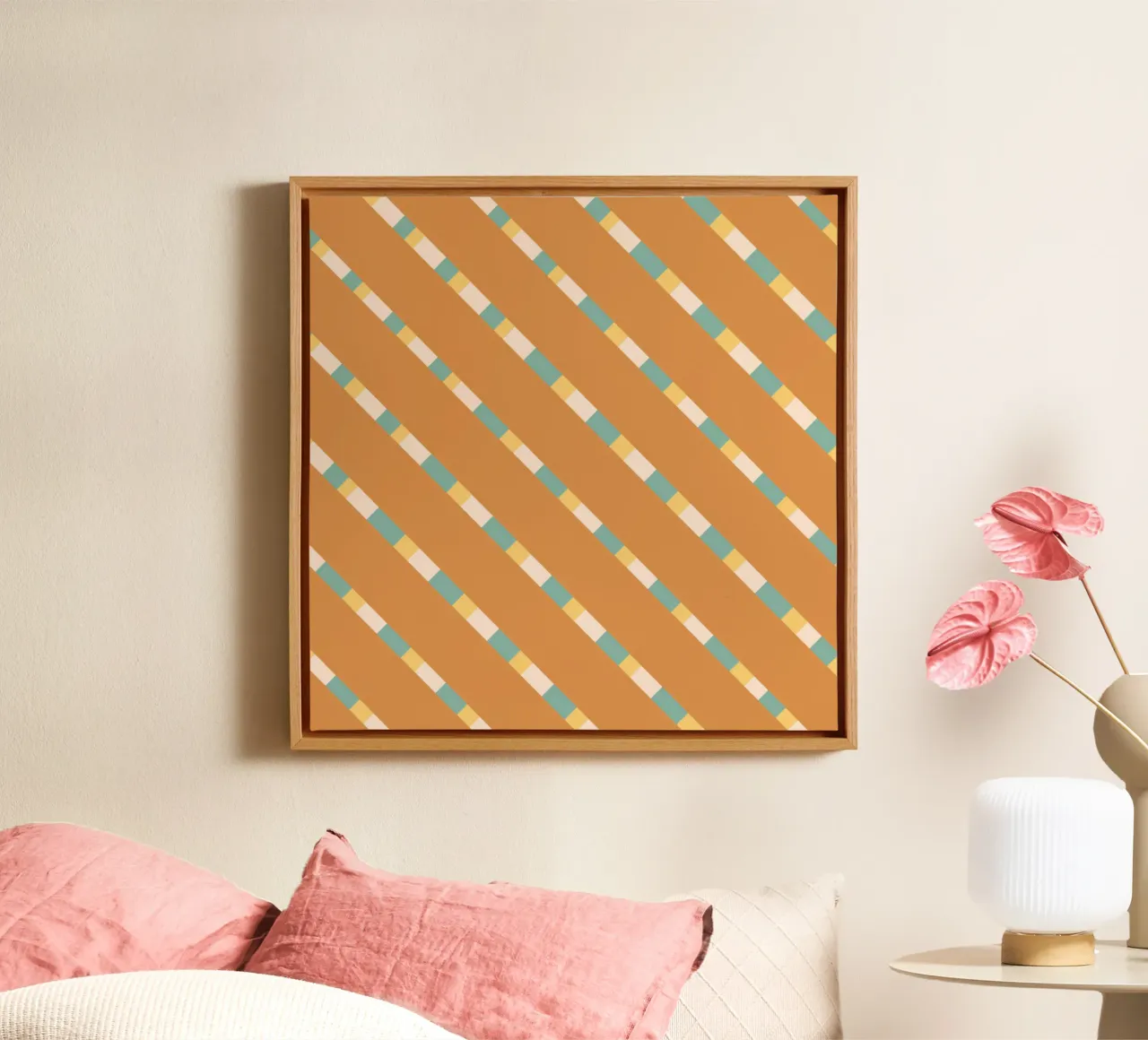 Weaving stripe pattern 11 canvas with Floater frame by Little Dean