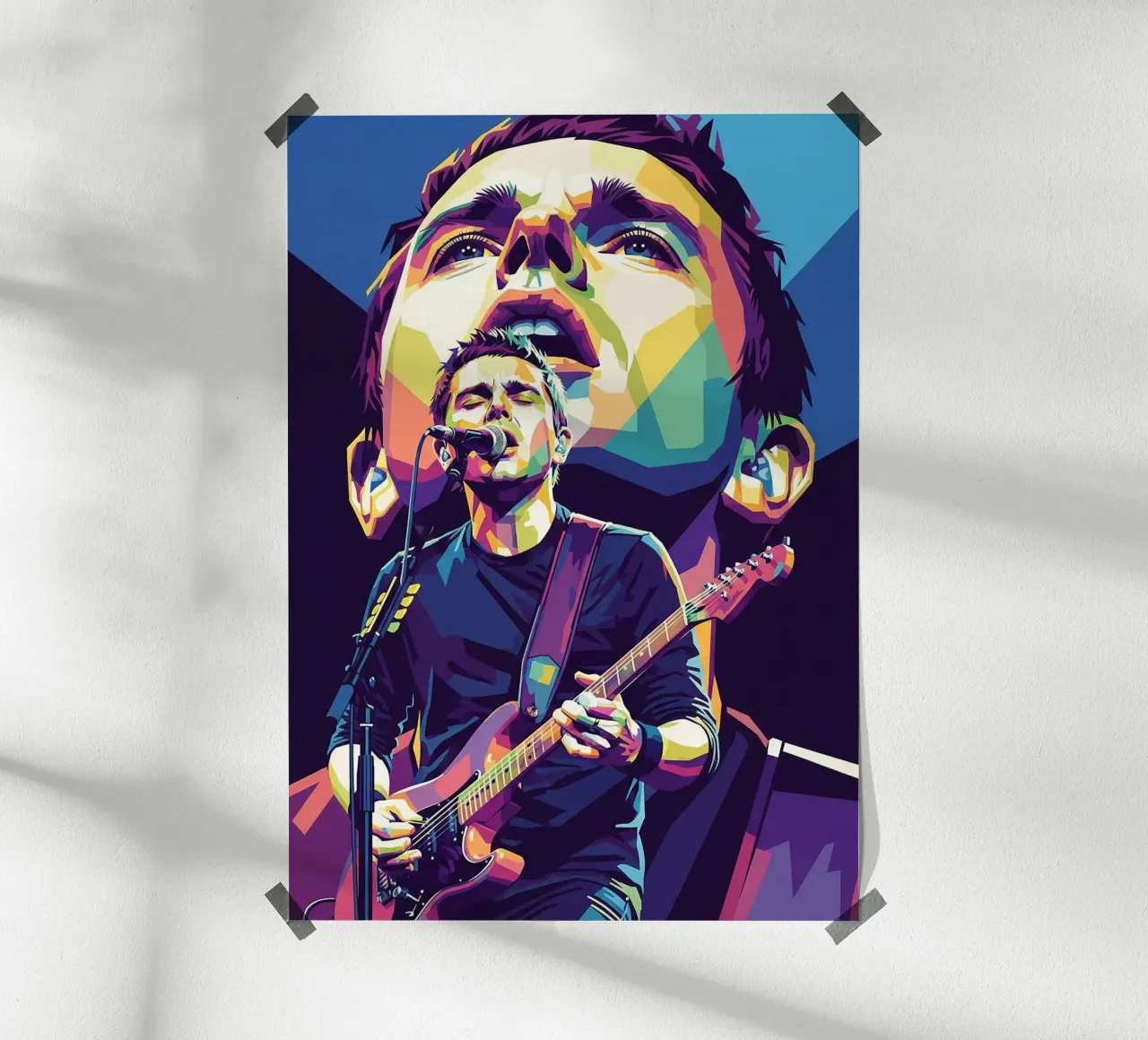 Matthew Bellamy arte poster con telaio in legno da Hantamrata