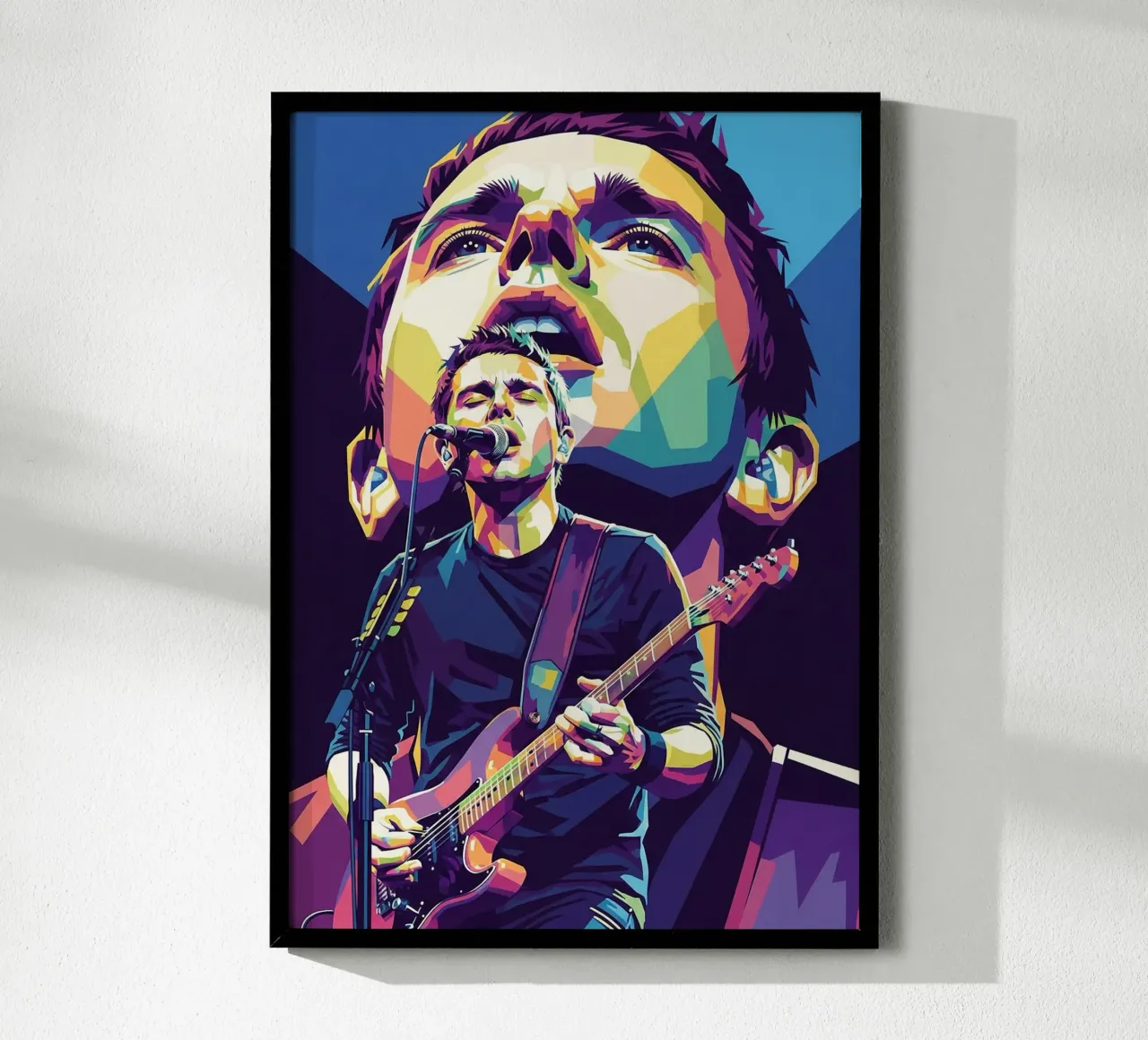 Matthew Bellamy arte poster con telaio in legno da Hantamrata