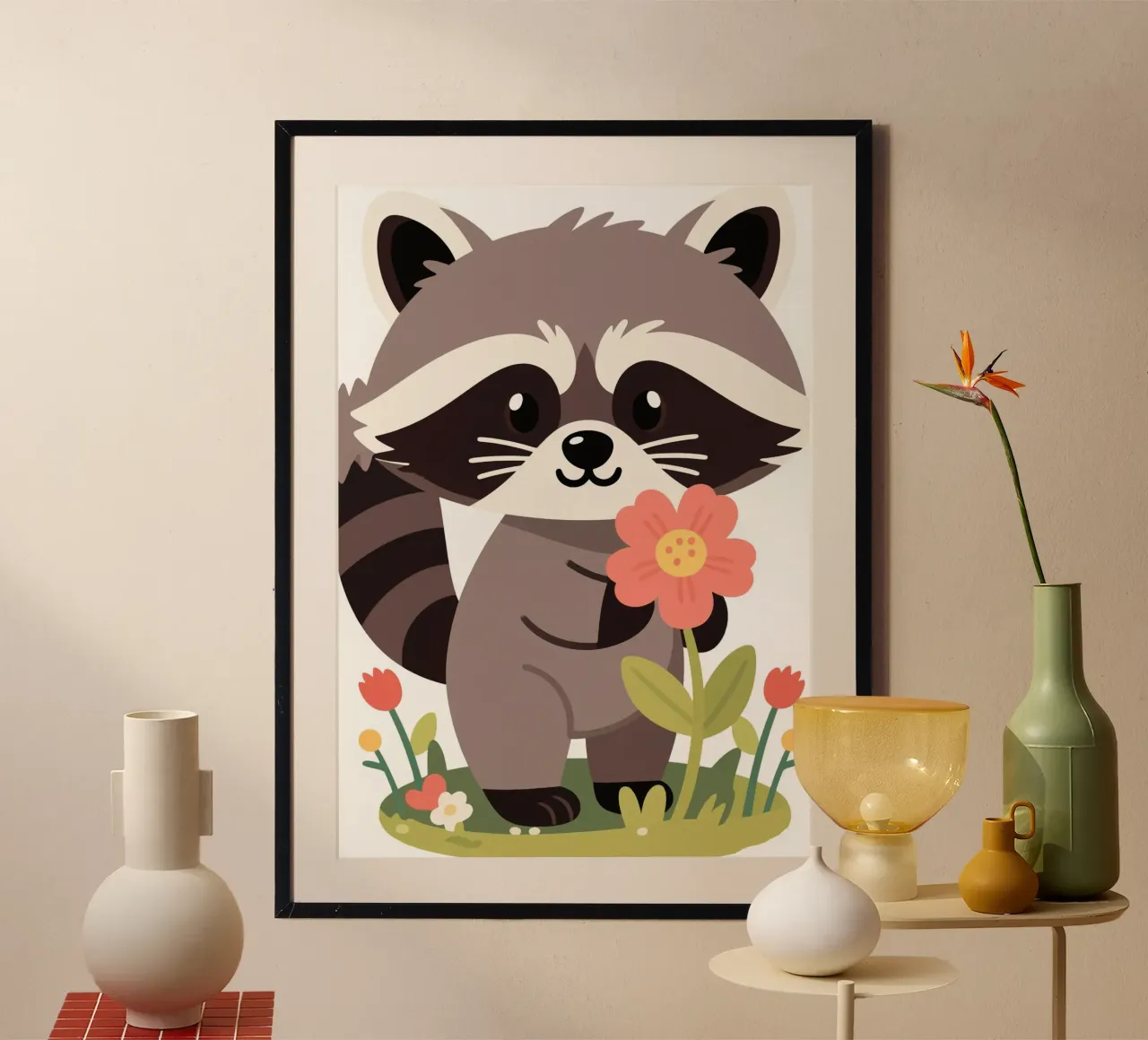 Fiore da giardino Raccon poster da knowledge