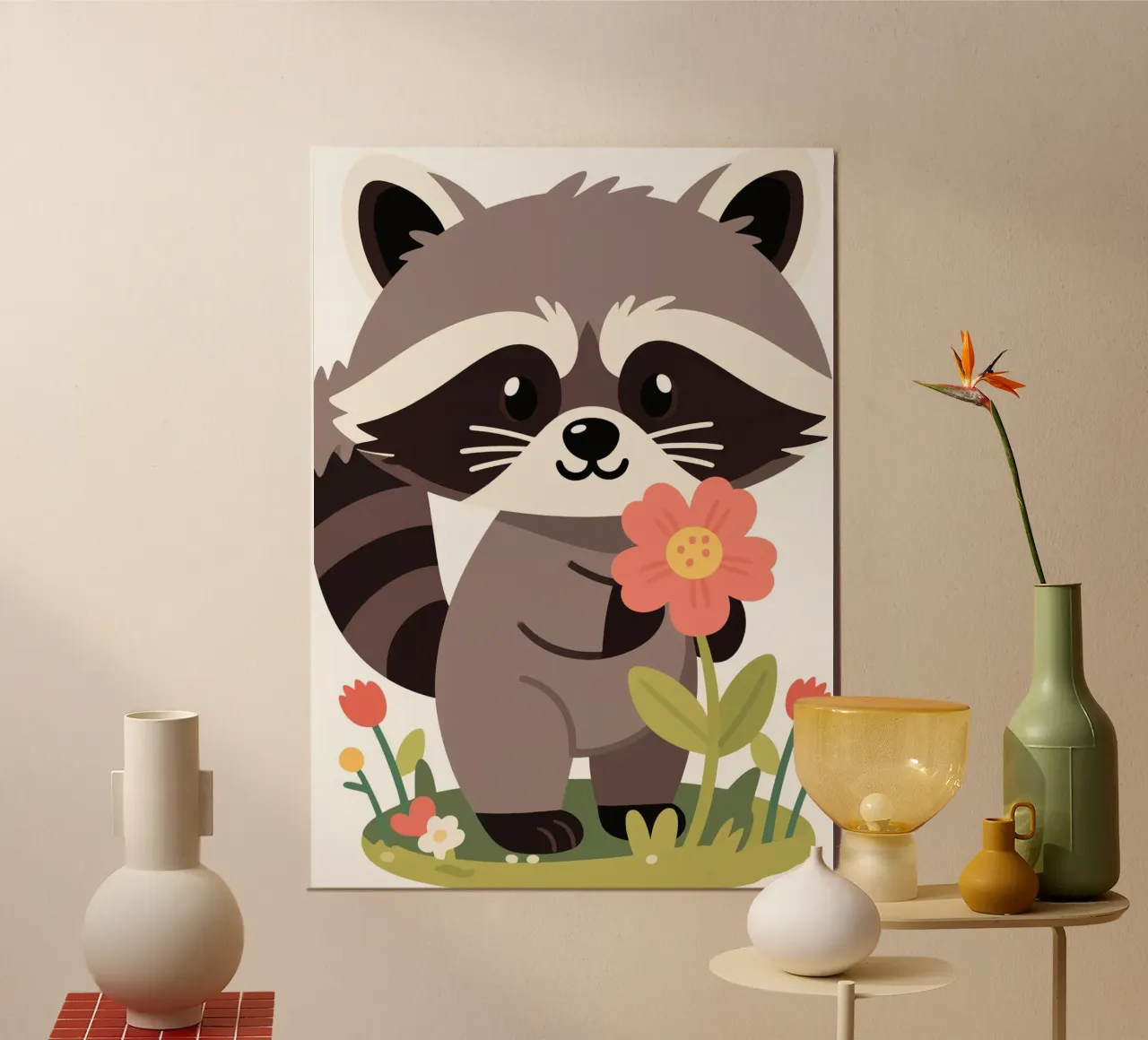 Fiore da giardino Raccon poster da knowledge