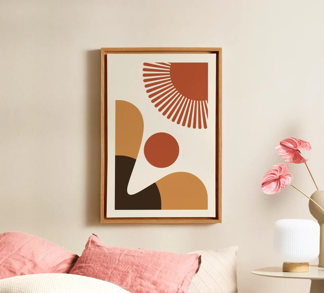 Desert Sunburst Abstract tela con Cornice a cassetta da LisaArtes