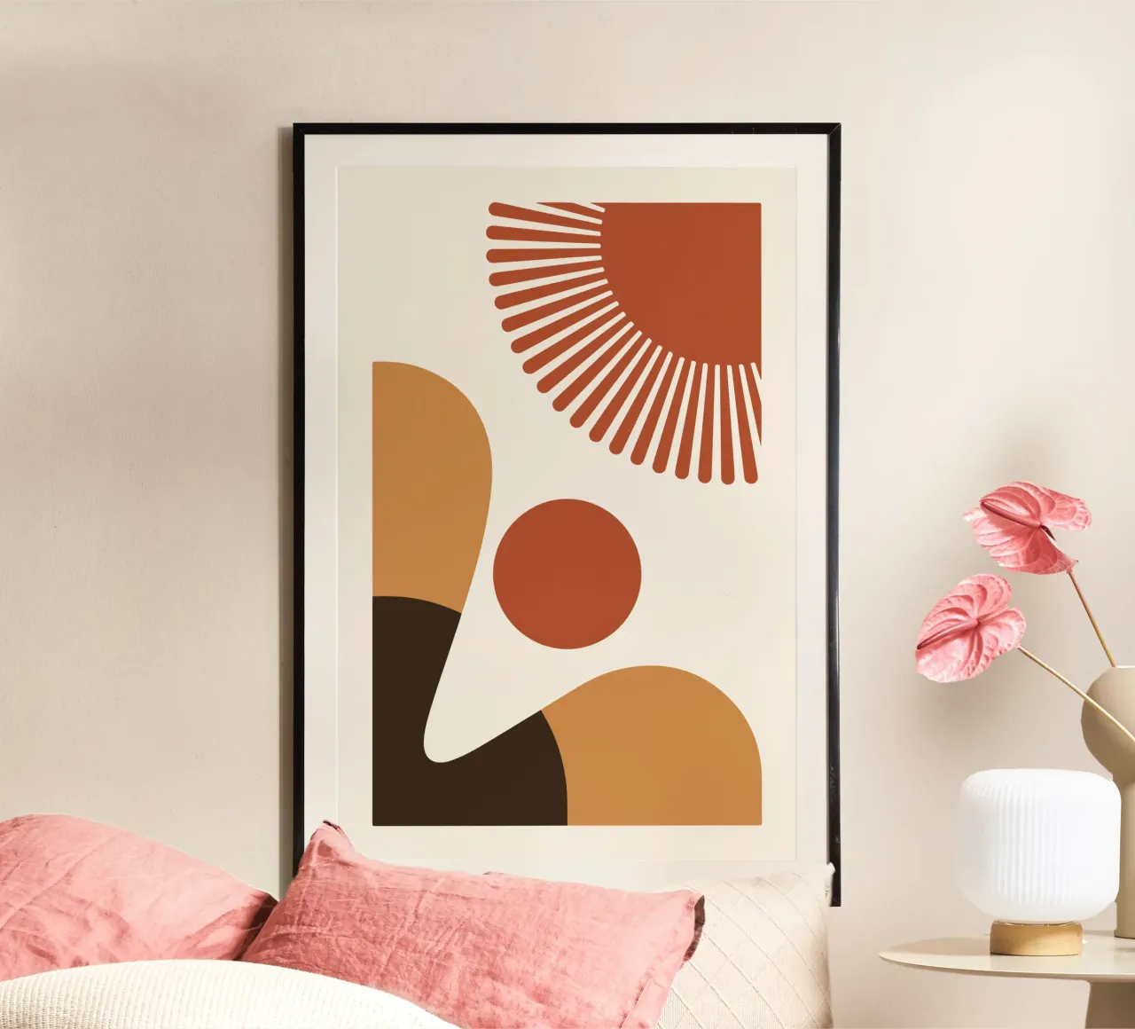 Desert Sunburst Abstract poster con telaio in plastica da LisaArtes