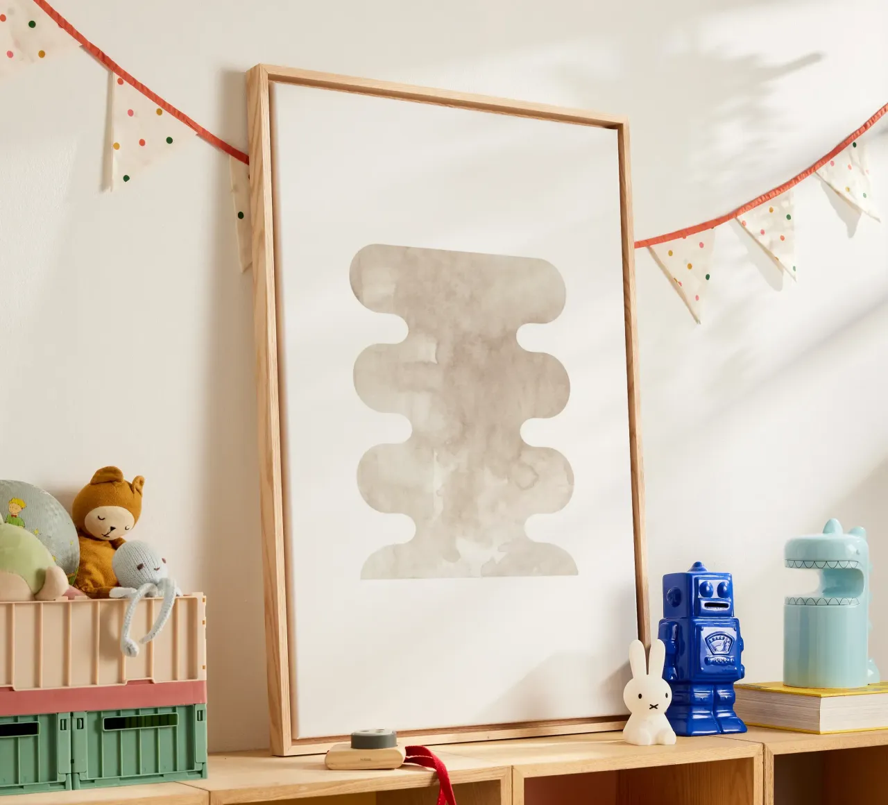 Forme geometriche ad acquerello 3 tela con Cornice a cassetta da NouveauPrints