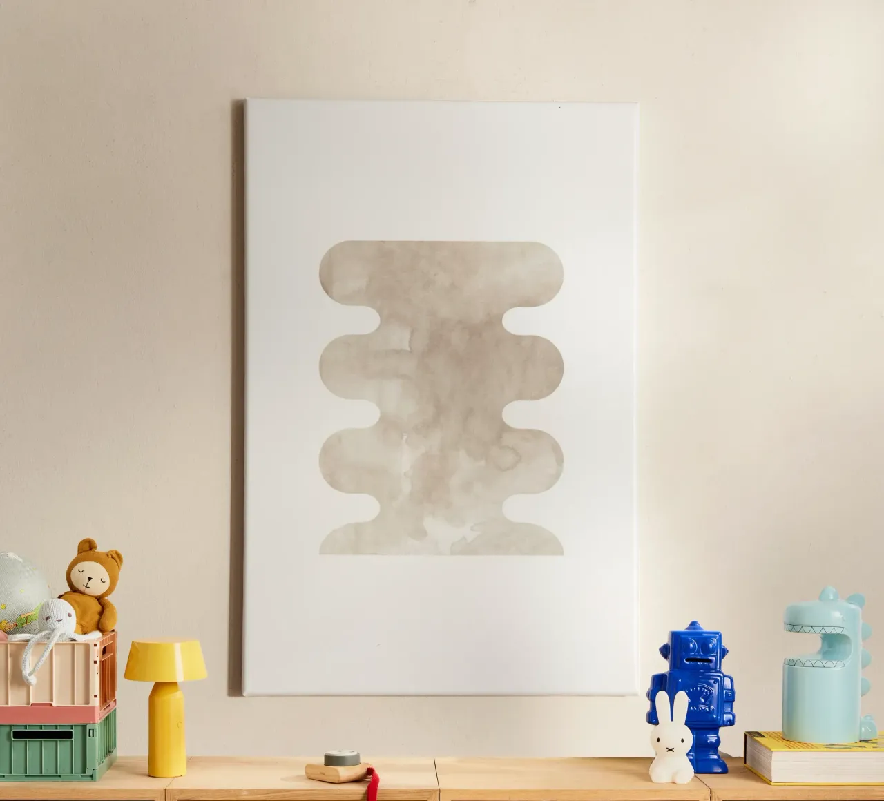 Forme geometriche ad acquerello 3 tela con Cornice a cassetta da NouveauPrints