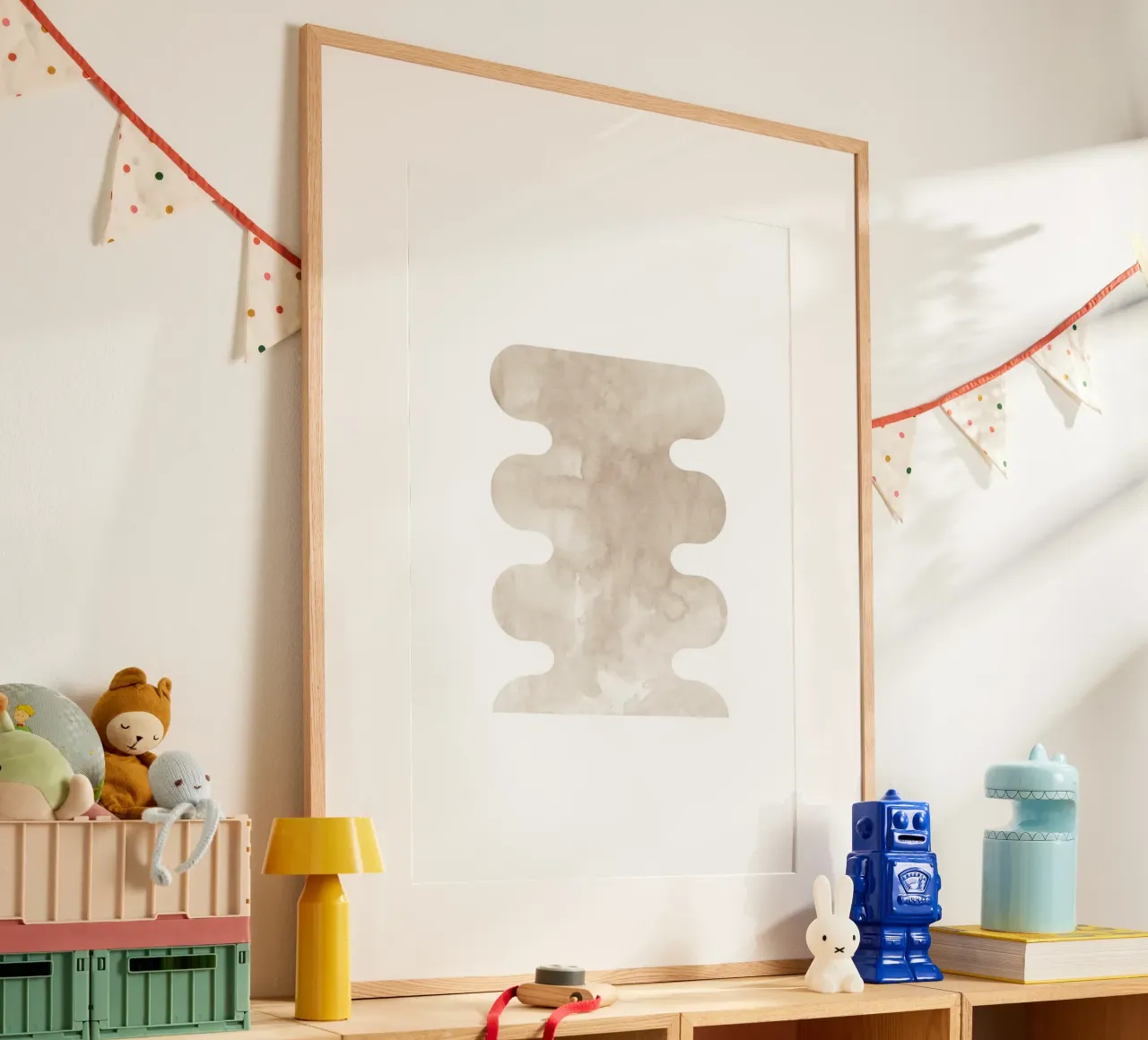 Forme geometriche ad acquerello 3 poster con telaio in legno da NouveauPrints