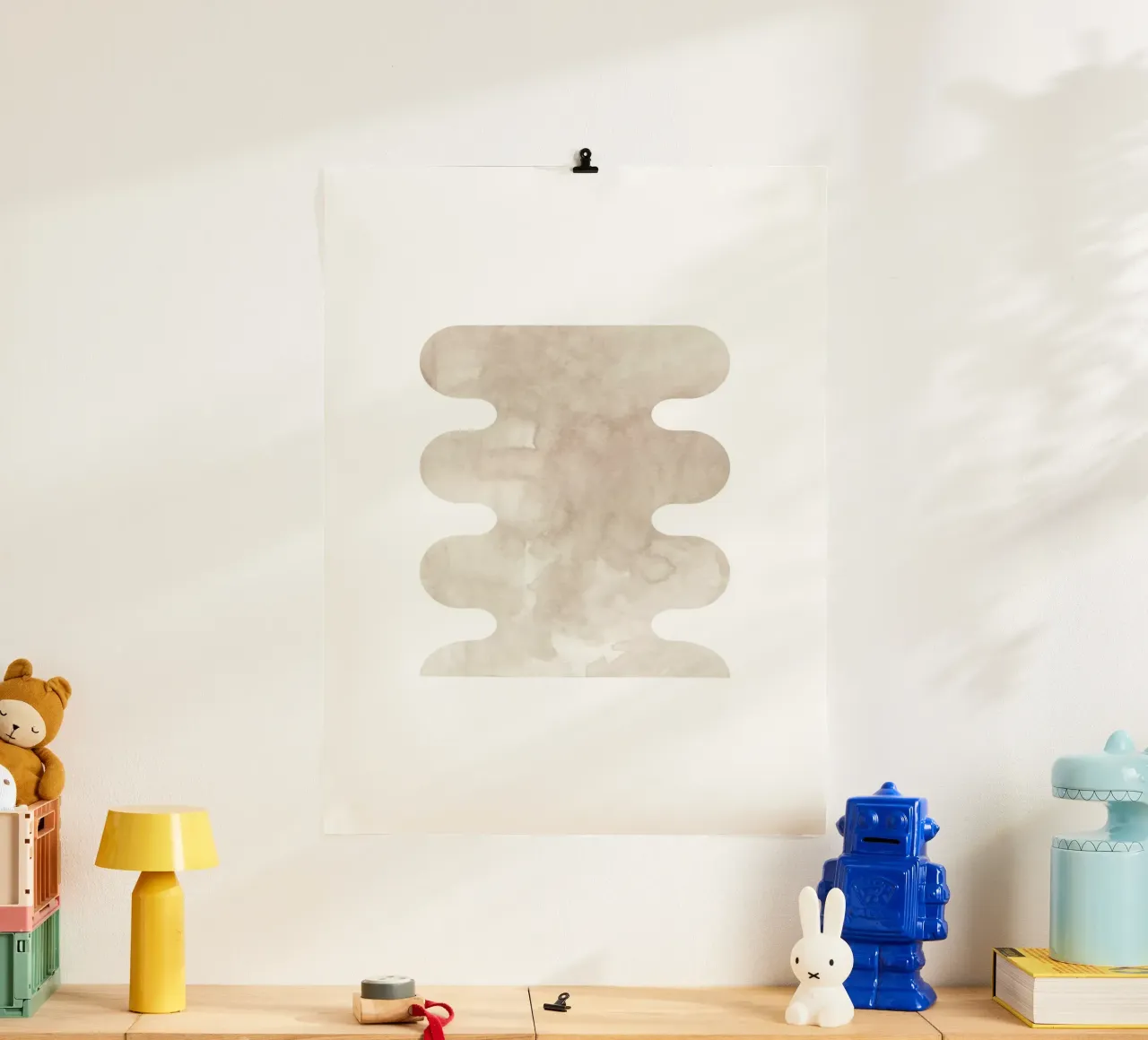Forme geometriche ad acquerello 3 poster con telaio in legno da NouveauPrints