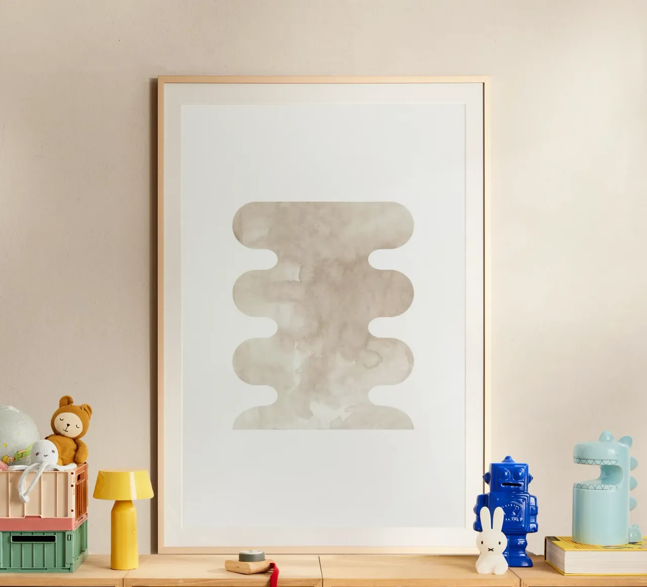 Forme geometriche ad acquerello 3 poster con telaio in legno da NouveauPrints