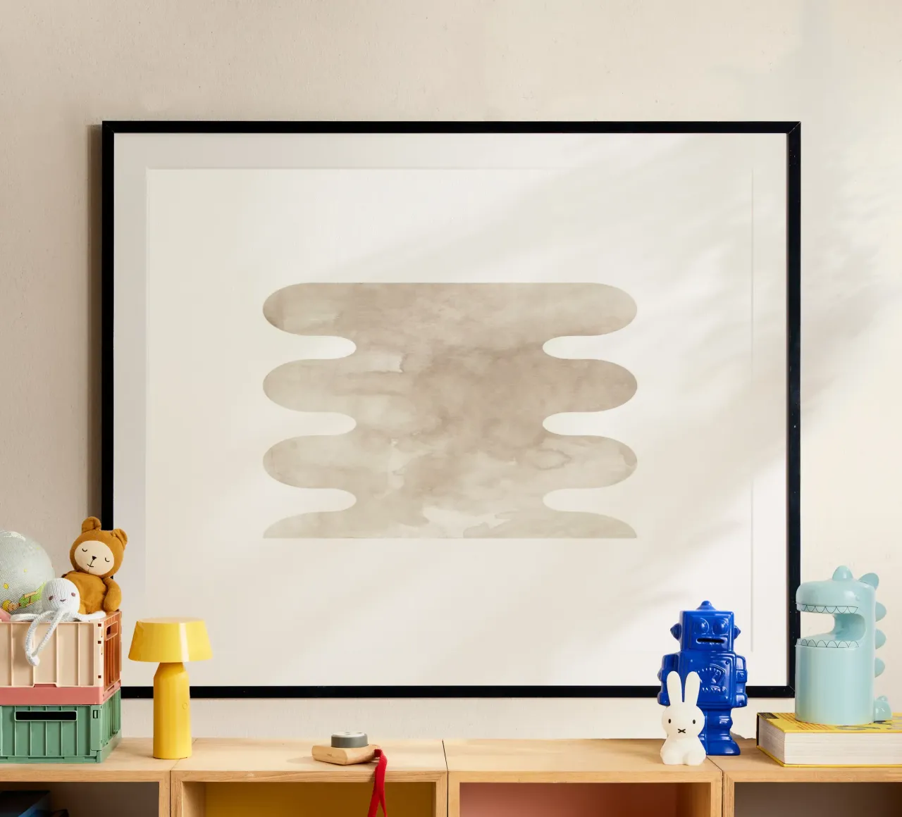 Forme geometriche ad acquerello 3 poster con telaio in legno da NouveauPrints