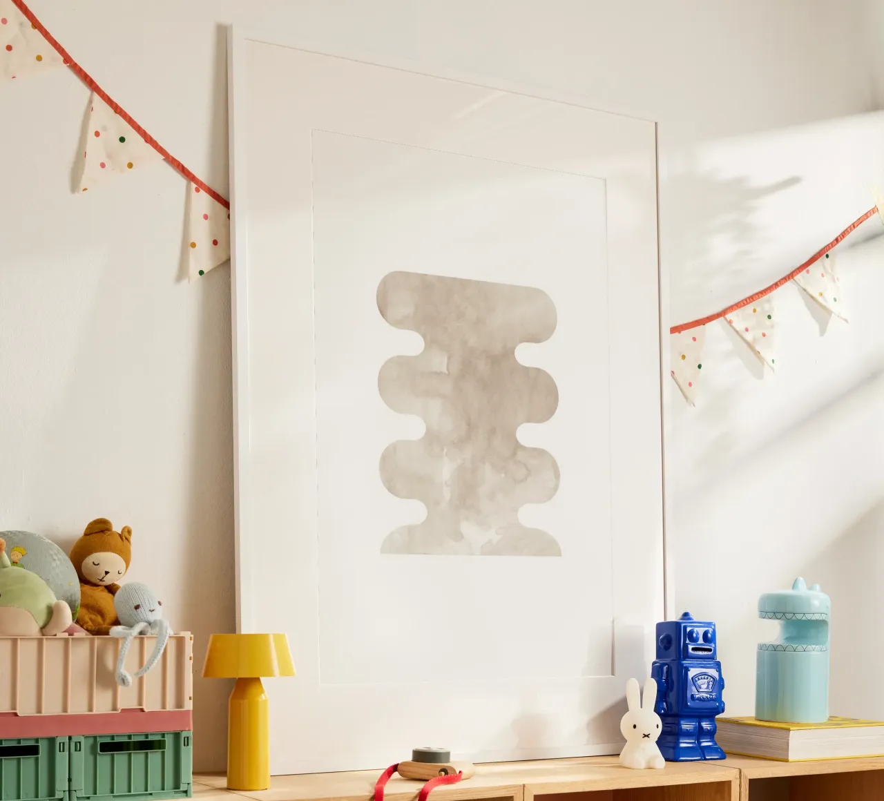 Forme geometriche ad acquerello 3 poster con telaio in legno da NouveauPrints