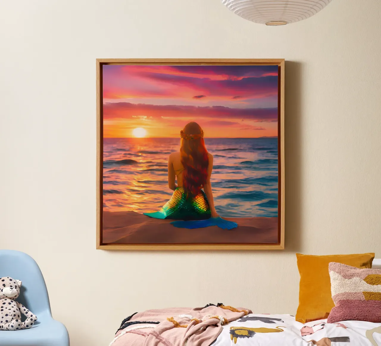 De oceaansirene canvas met Baklijst van ICONICA Art Studio
