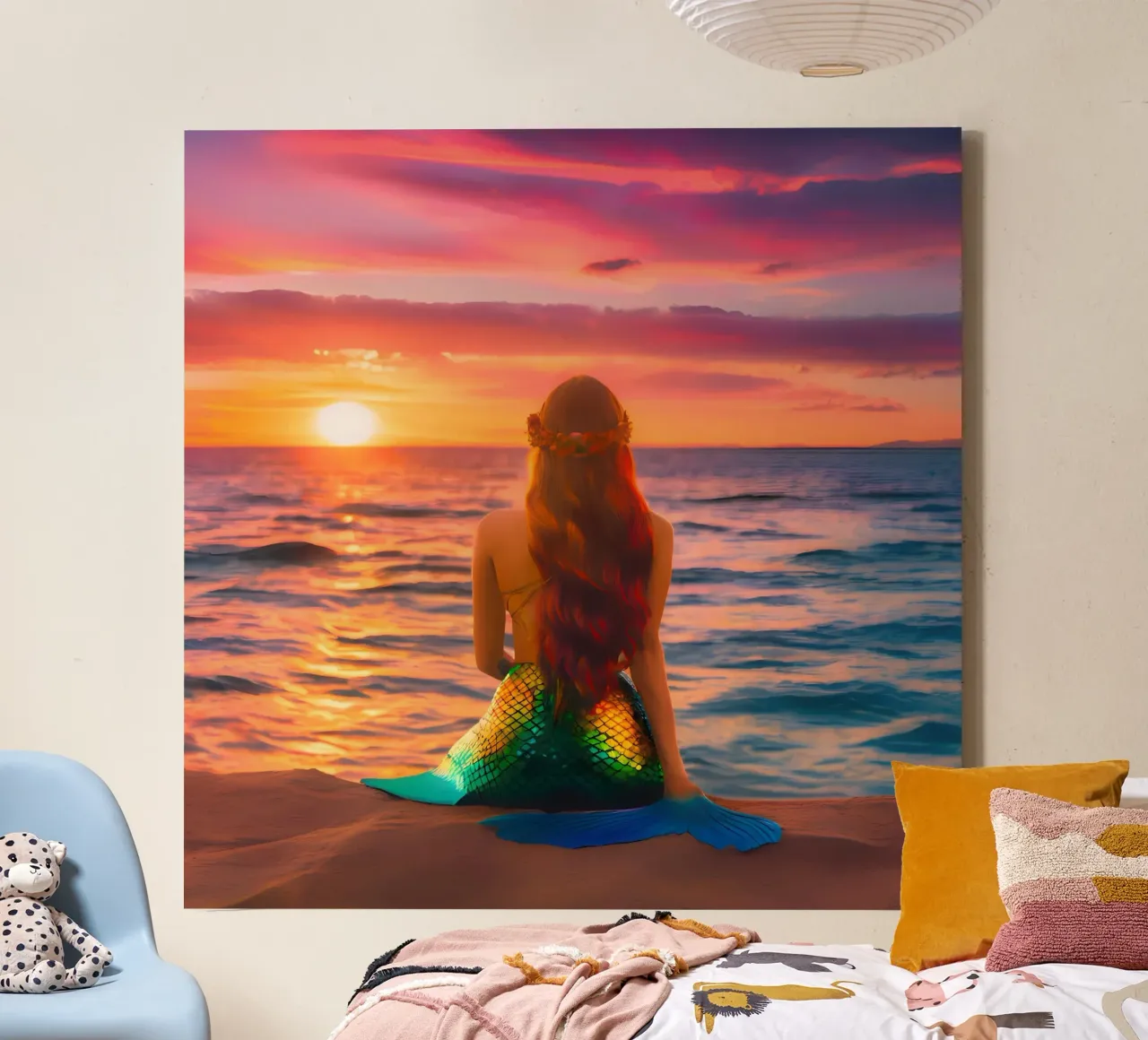De oceaansirene canvas met Baklijst van ICONICA Art Studio