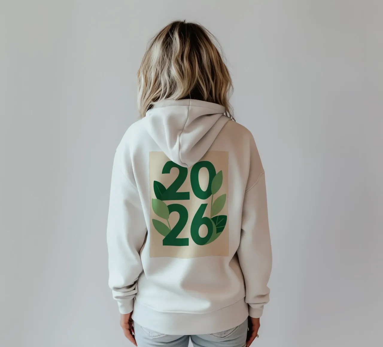 Year 2026 with leaf nature felpa con cappuccio da knowledge