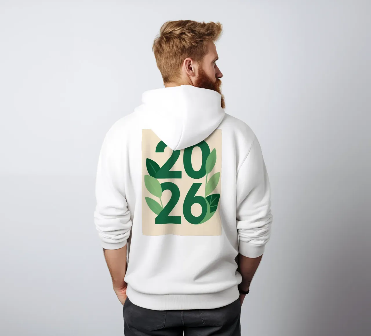 Year 2026 with leaf nature felpa con cappuccio da knowledge
