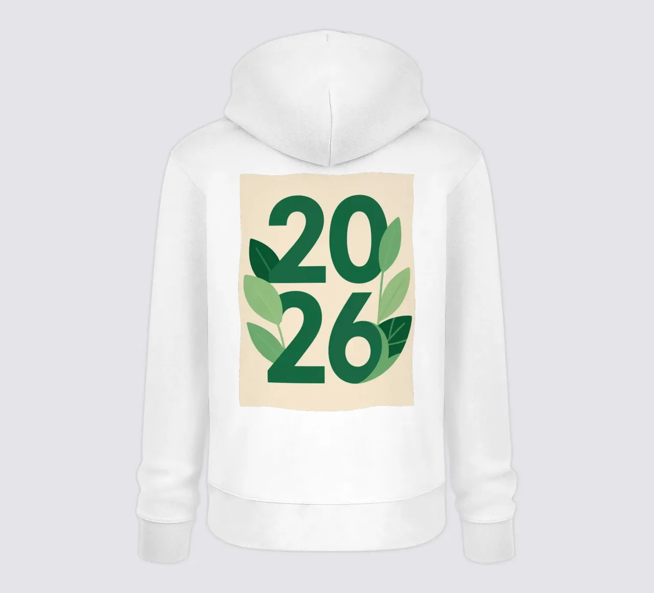 Year 2026 with leaf nature felpa con cappuccio da knowledge