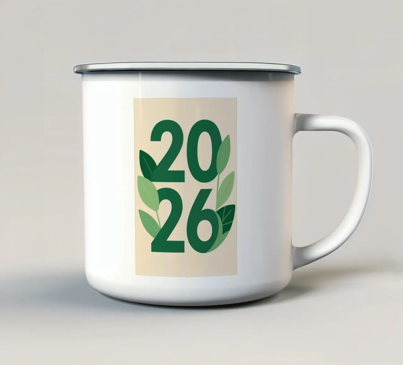 Year 2026 with leaf nature tazza in smalto da knowledge