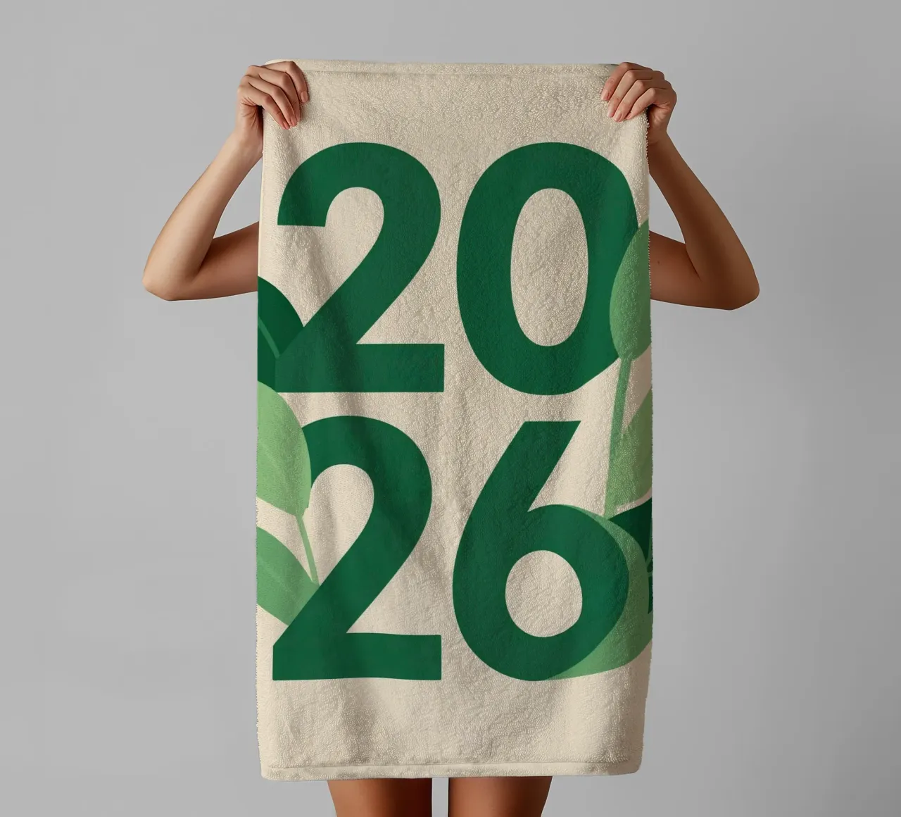 Year 2026 with leaf nature asciugamano da bagno da knowledge