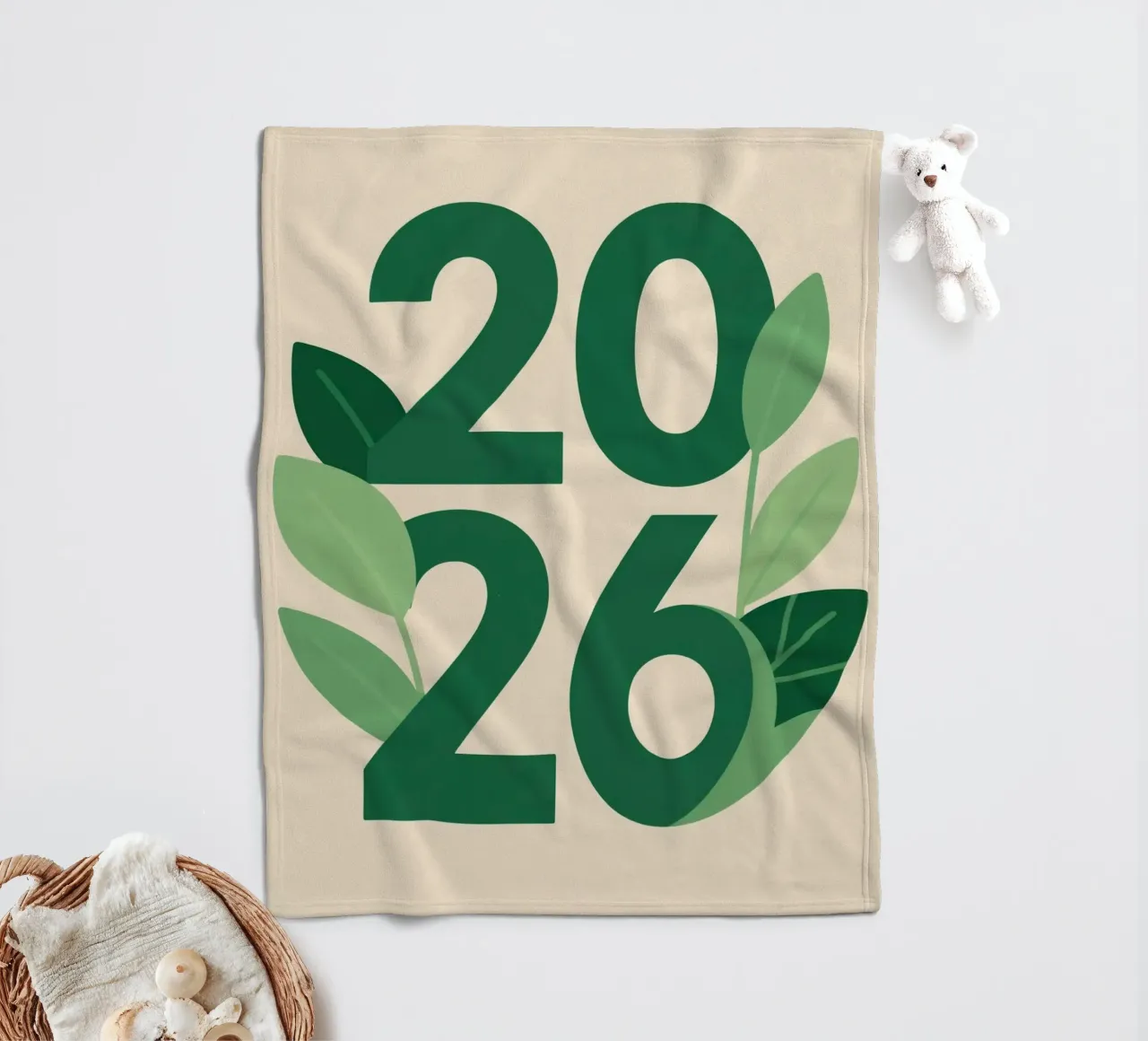 Year 2026 with leaf nature coperta in pile da knowledge