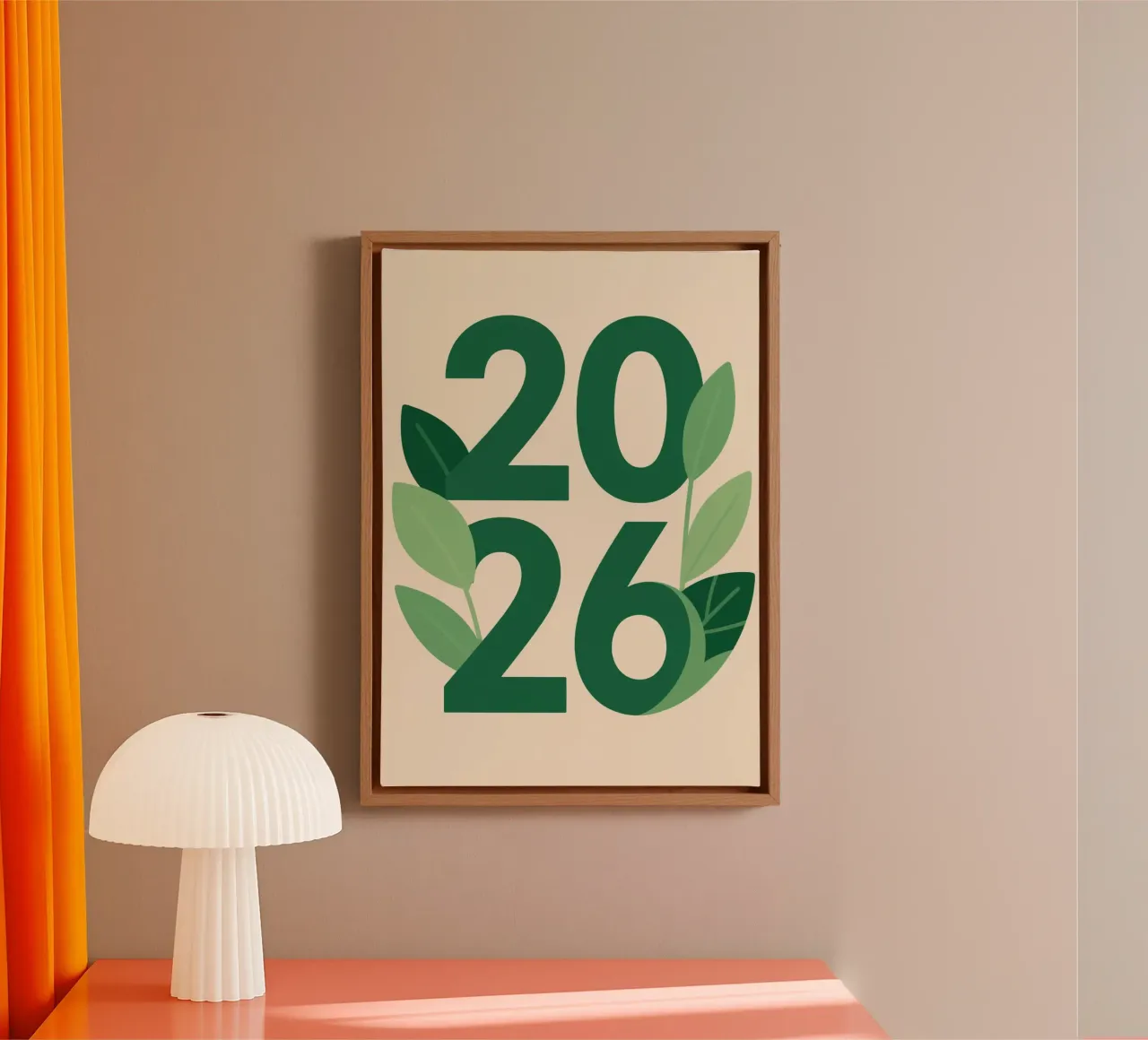 Year 2026 with leaf nature tela con Cornice a cassetta da knowledge